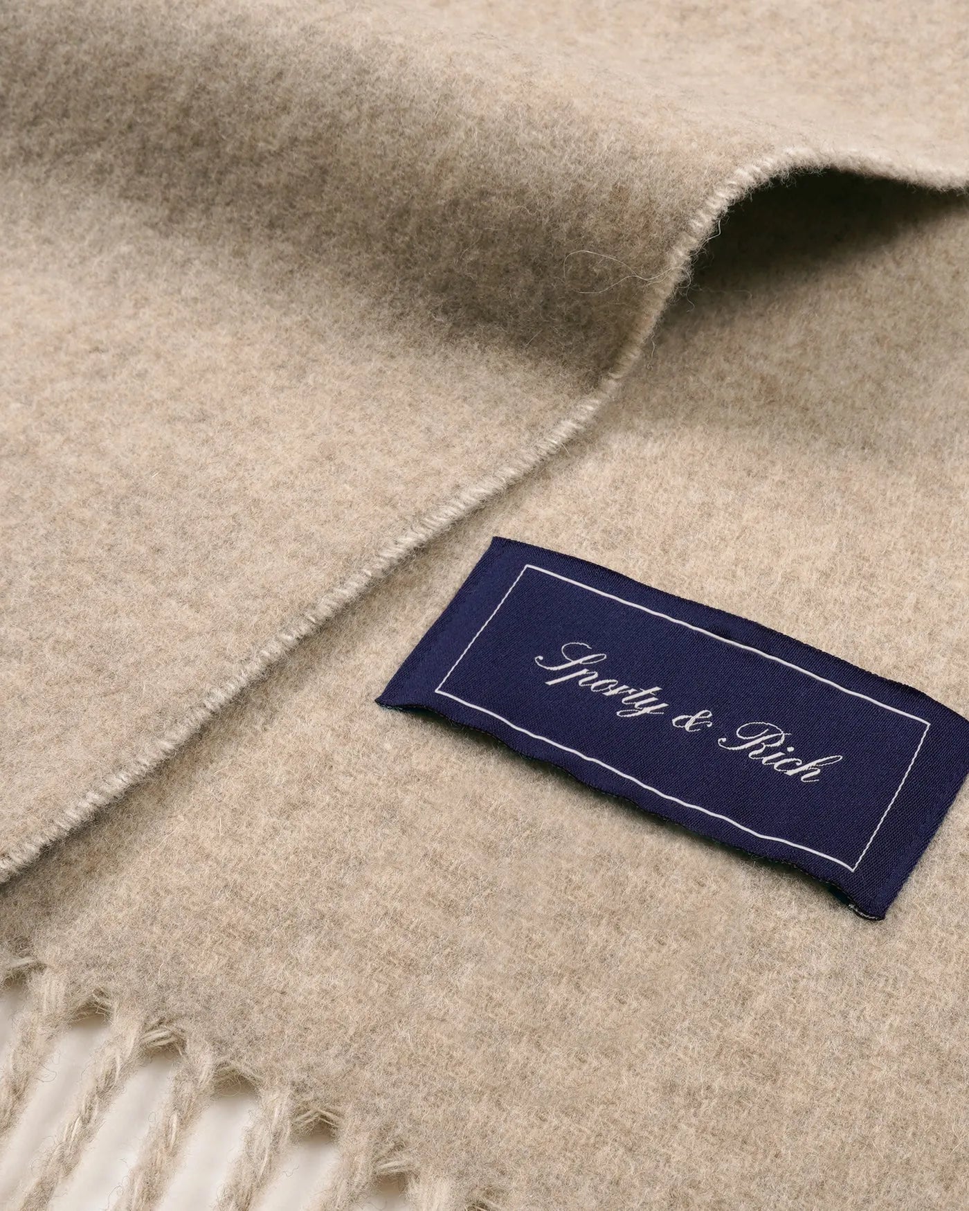 Big Serif Wool Scarf in Beige