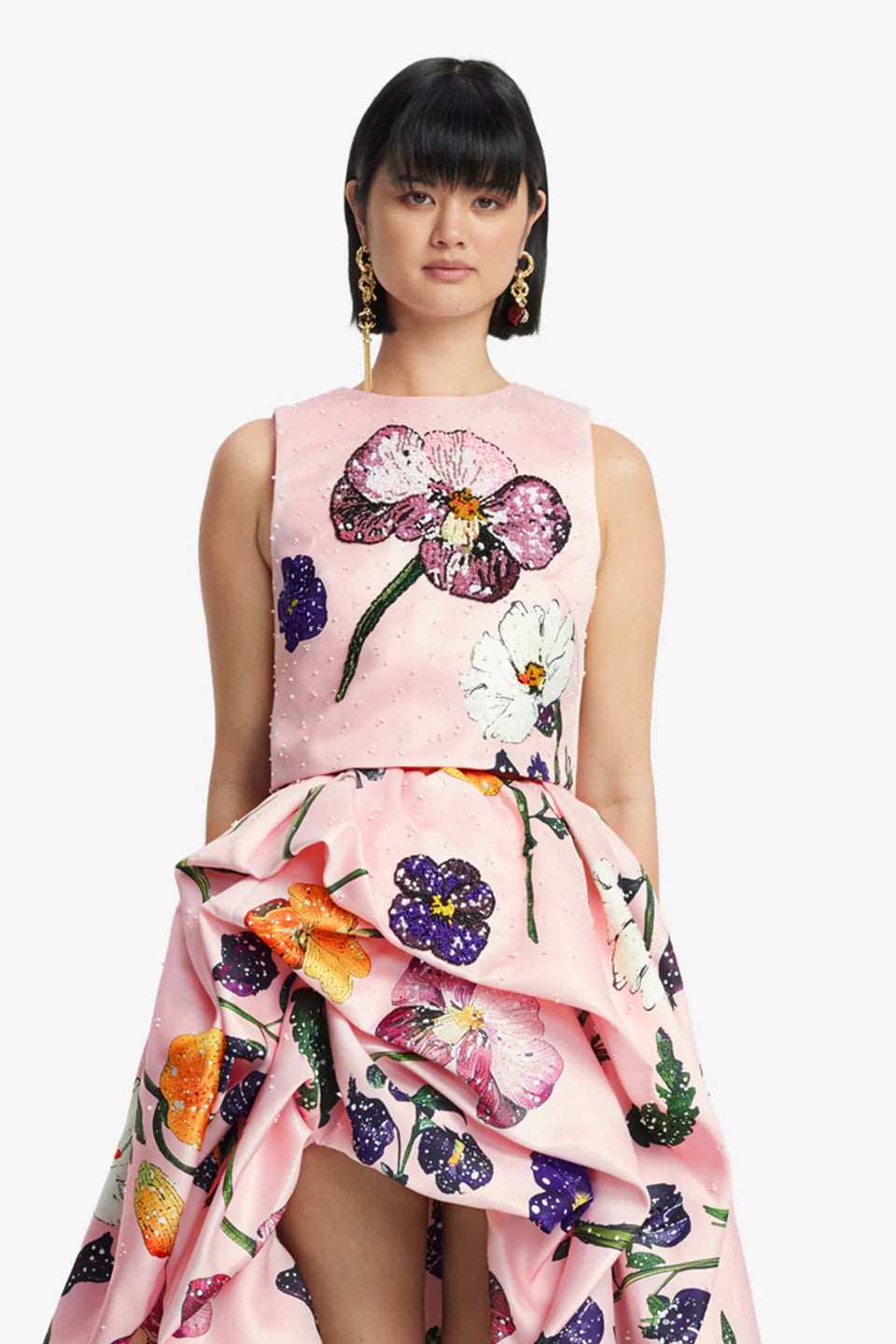 Iris Embellished Floral Top in Pink