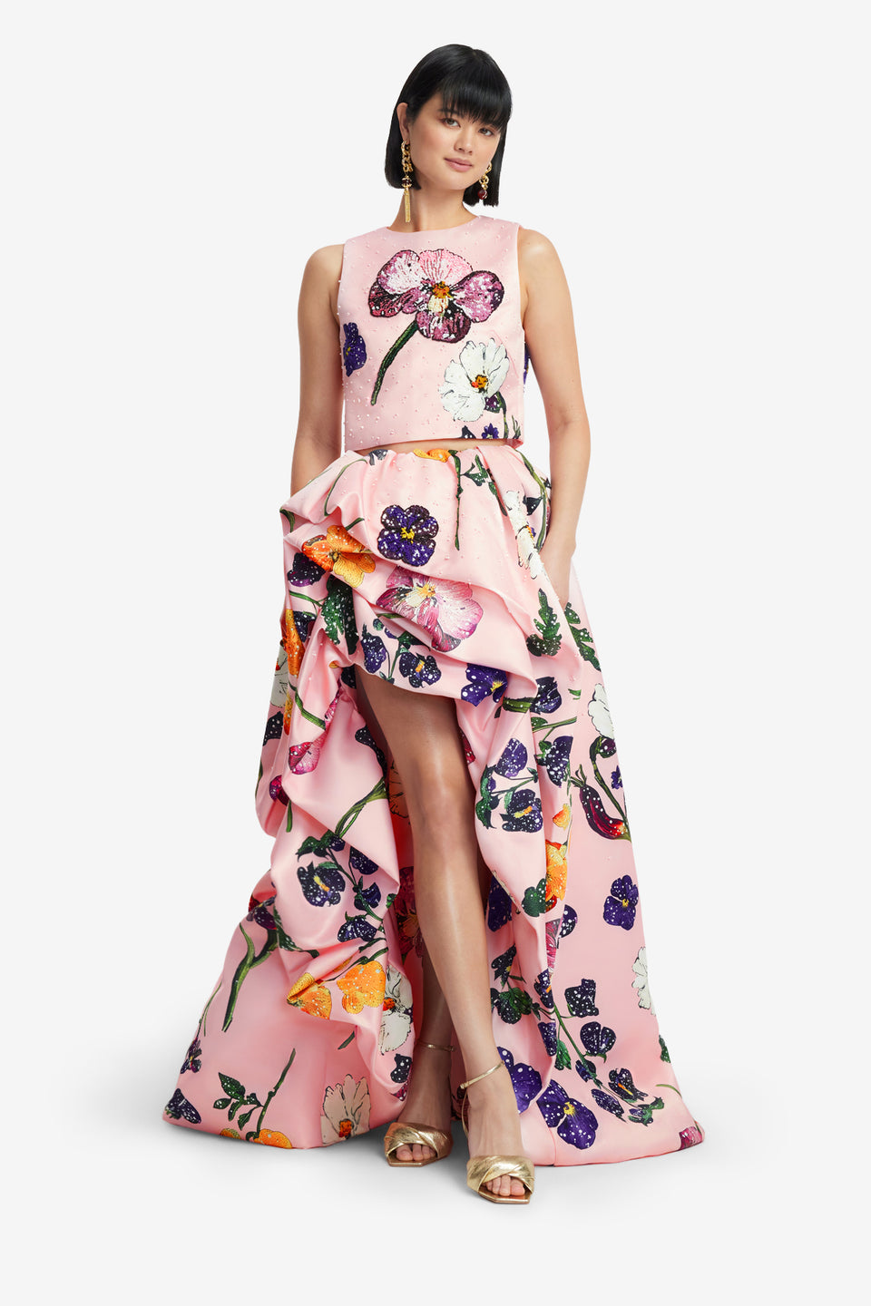 Iris Embellished Floral Top in Pink