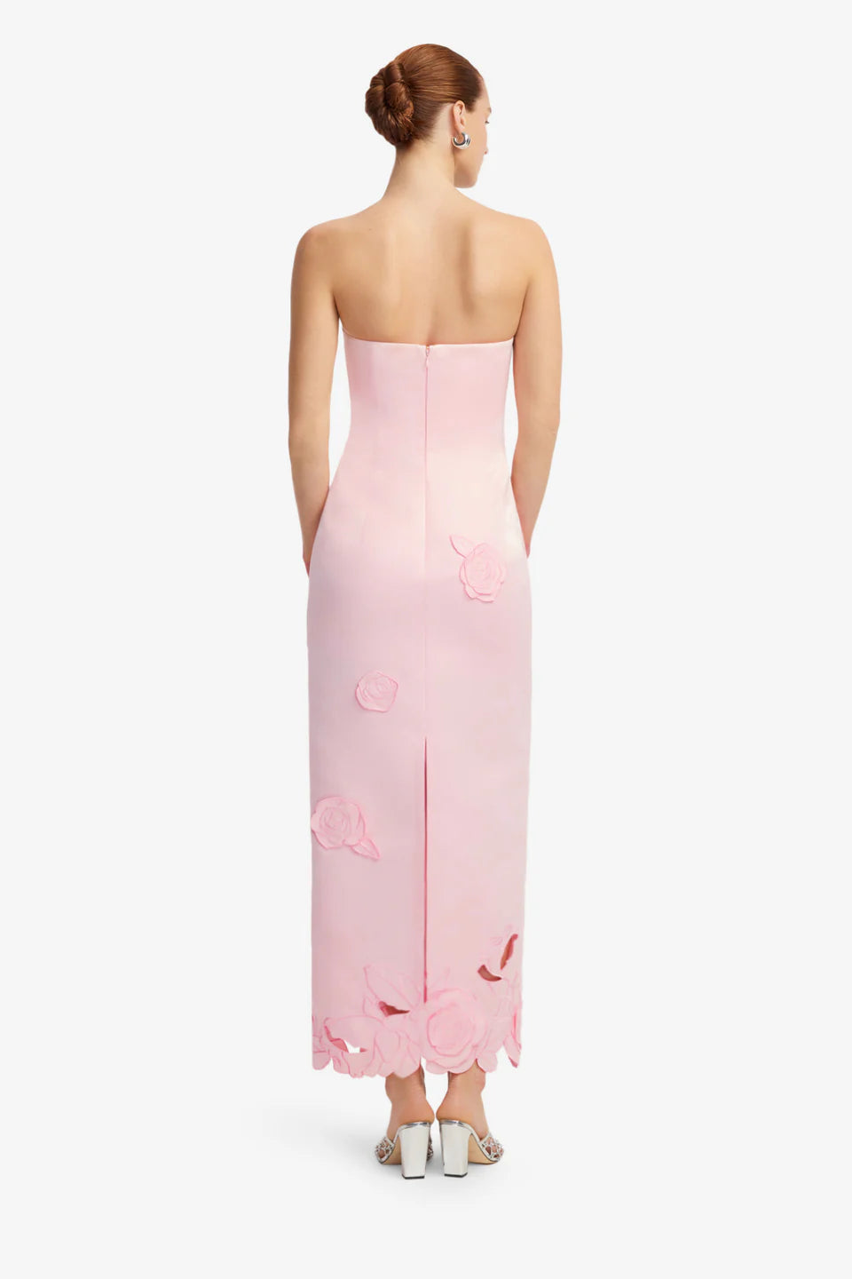 Rayna Applique Bustier Floral Maxi Dress in Pink