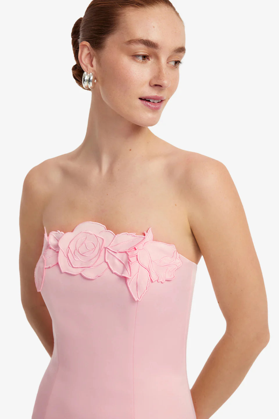 Rayna Applique Bustier Floral Maxi Dress in Pink