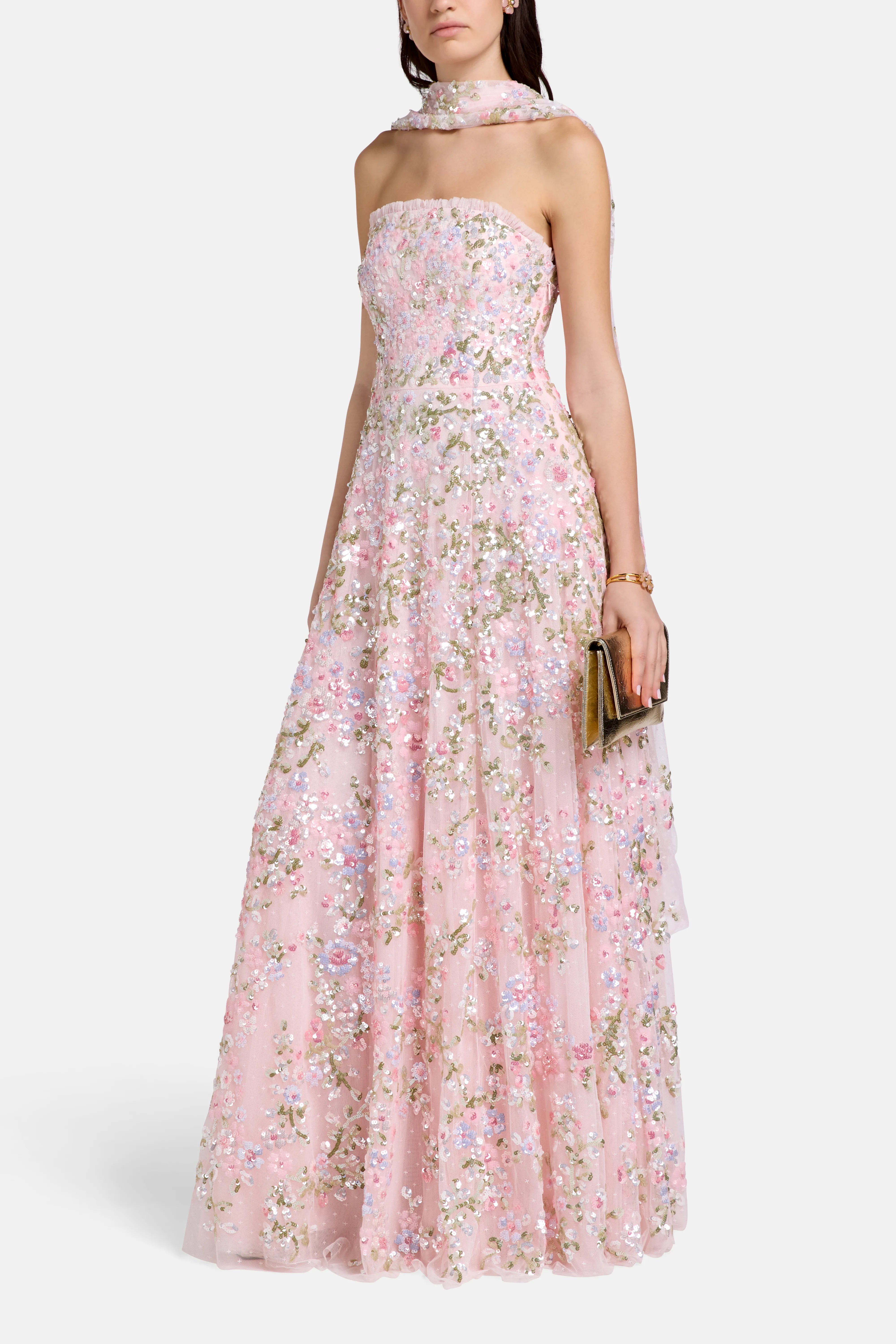Buy the Pink Dream Garland Sequins Evening Dress with Scarf Buy the Pink Dream Garland Sequins Evening Dress with Scarf