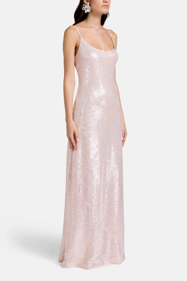 Yvonne Sequins Sleeveless Evening Dress in Pink