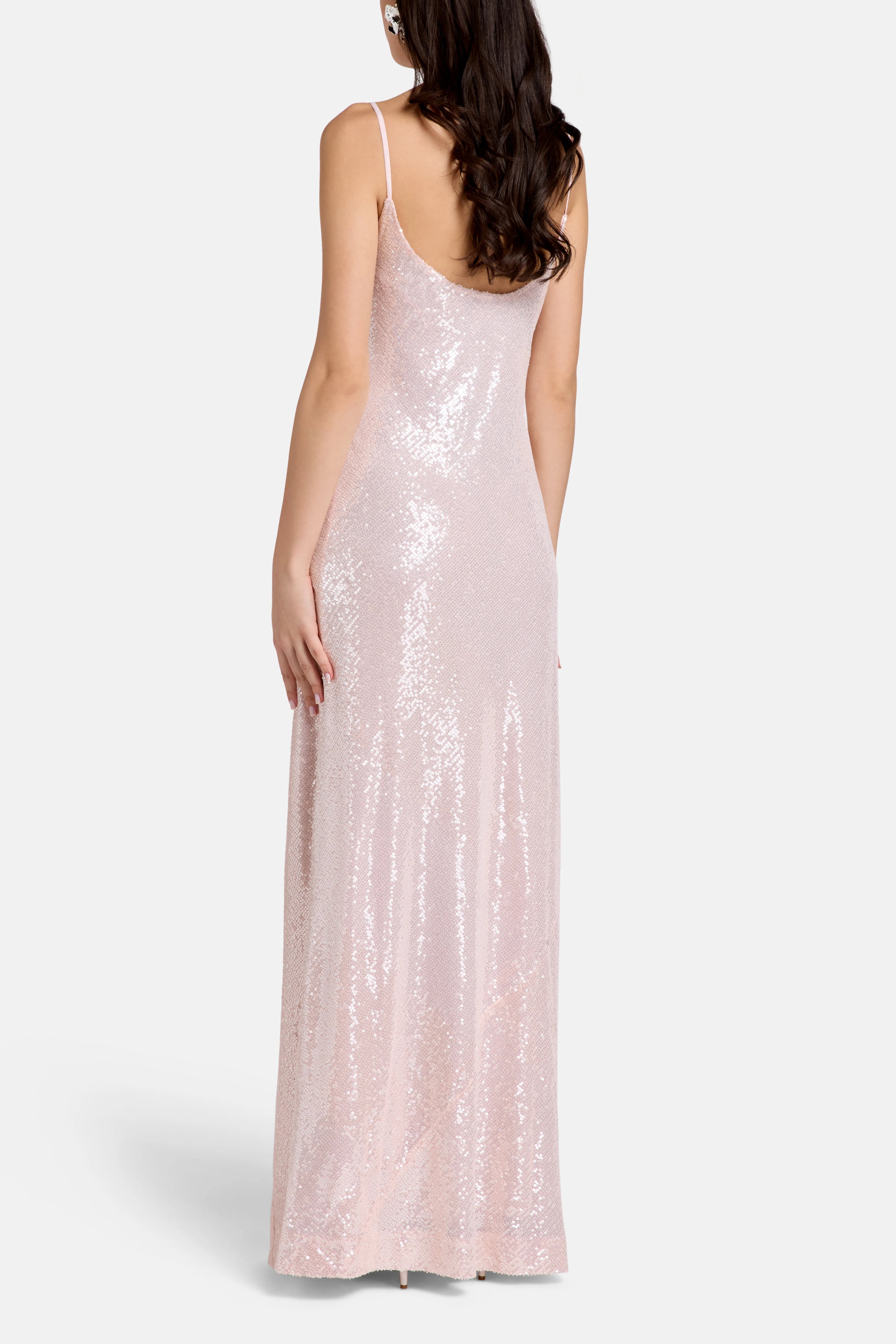 Yvonne Sequins Sleeveless Evening Dress in Pink