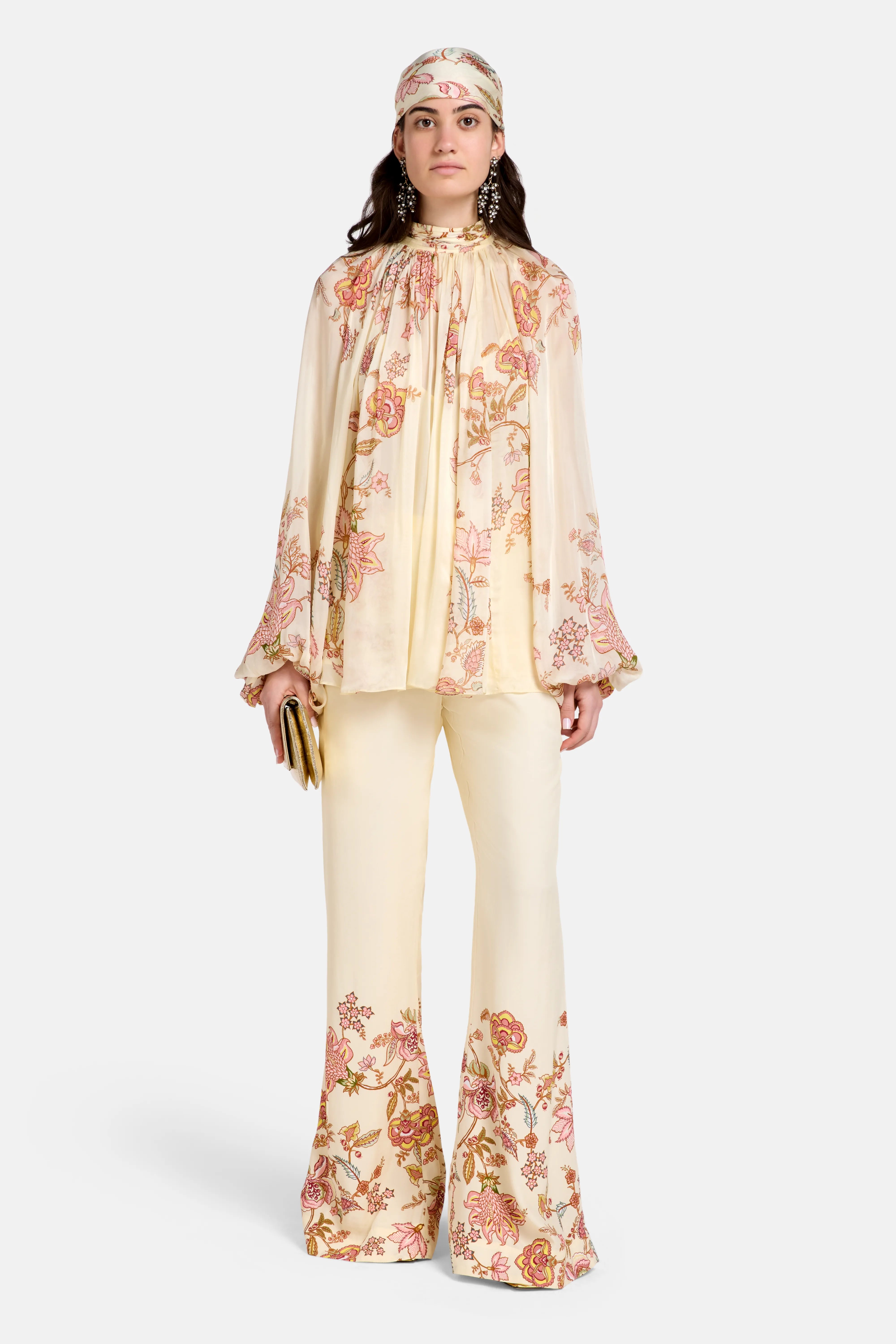 Riah Floral Top in Cream