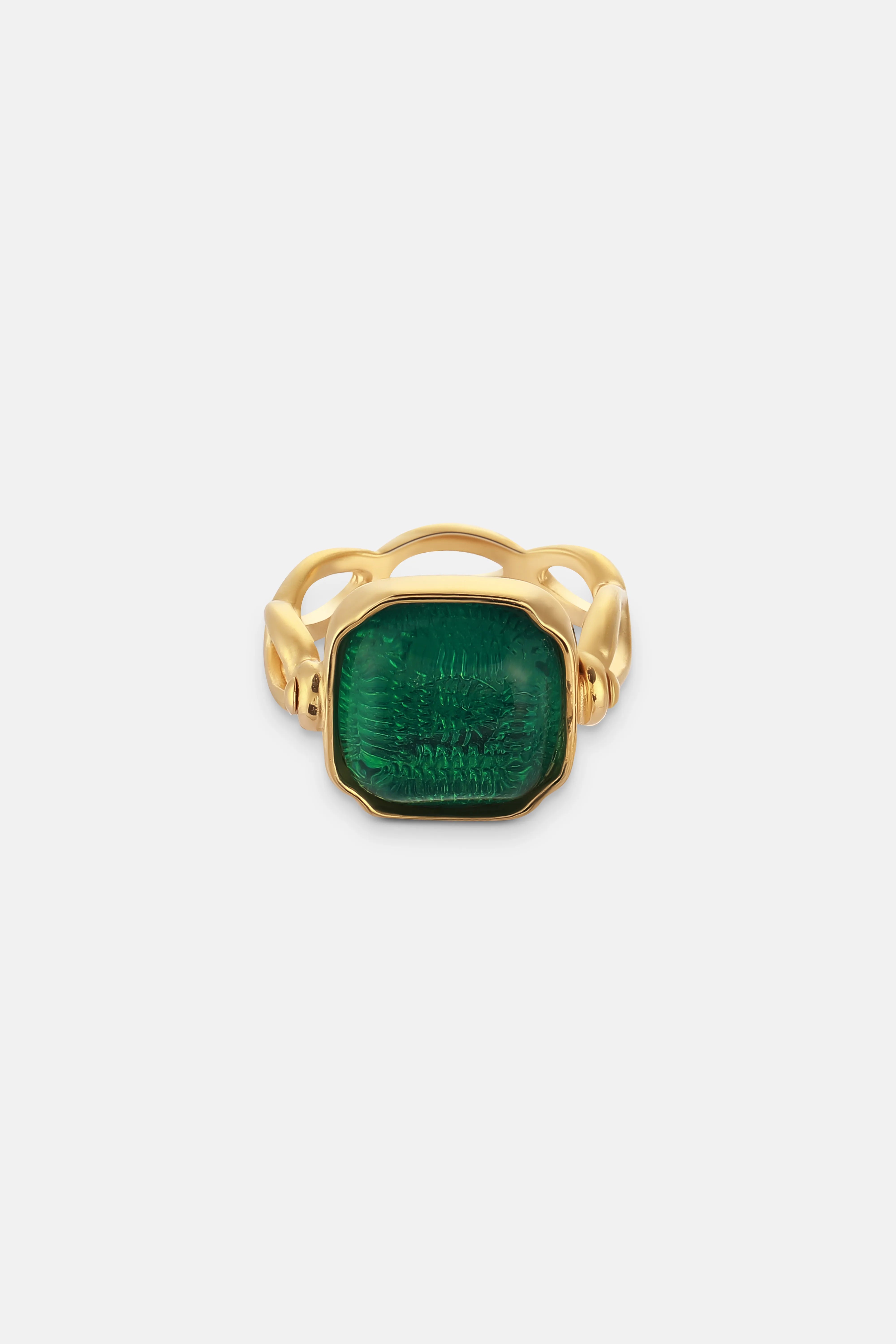 Squared Cabochons Ring in Green