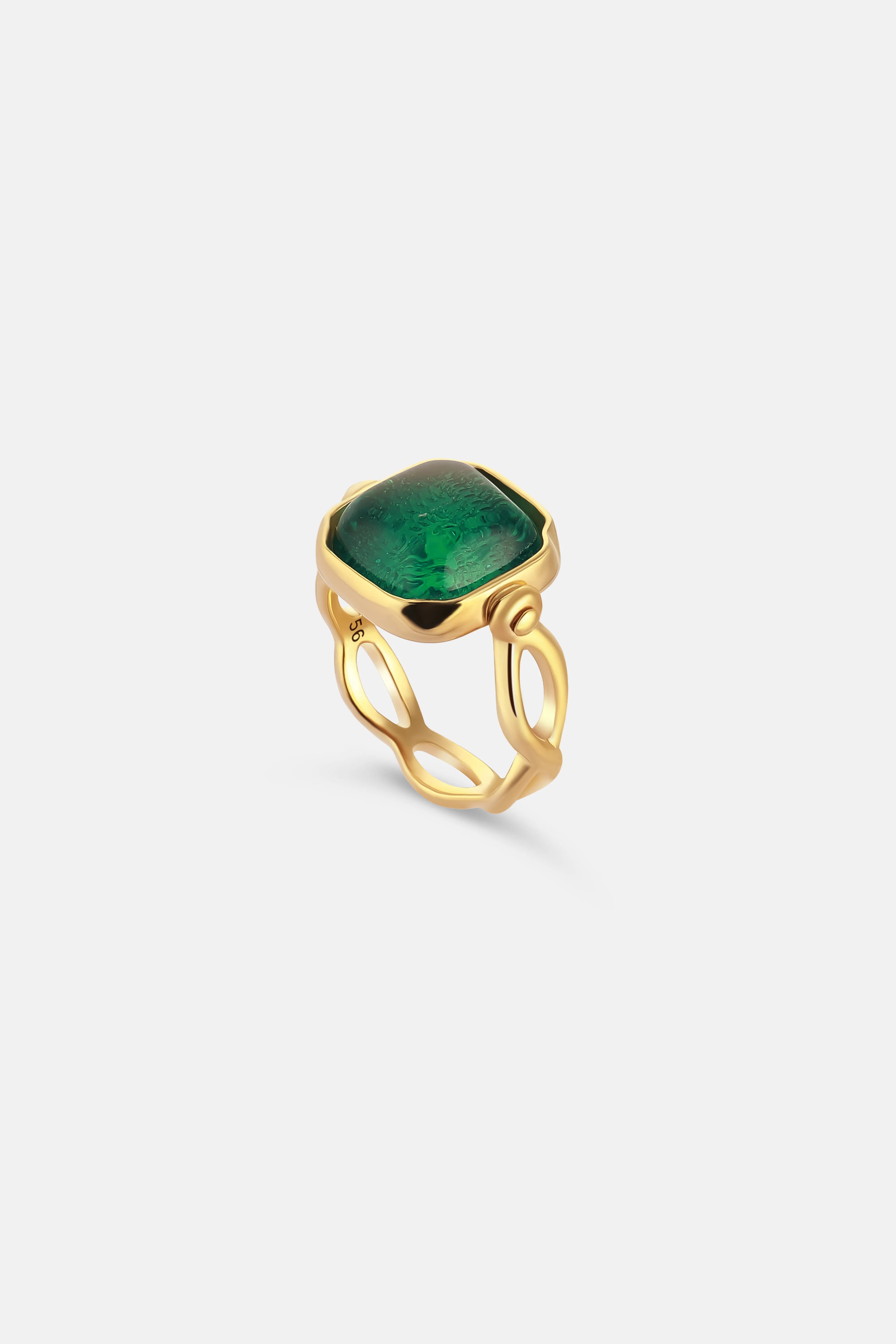 Squared Cabochons Ring in Green