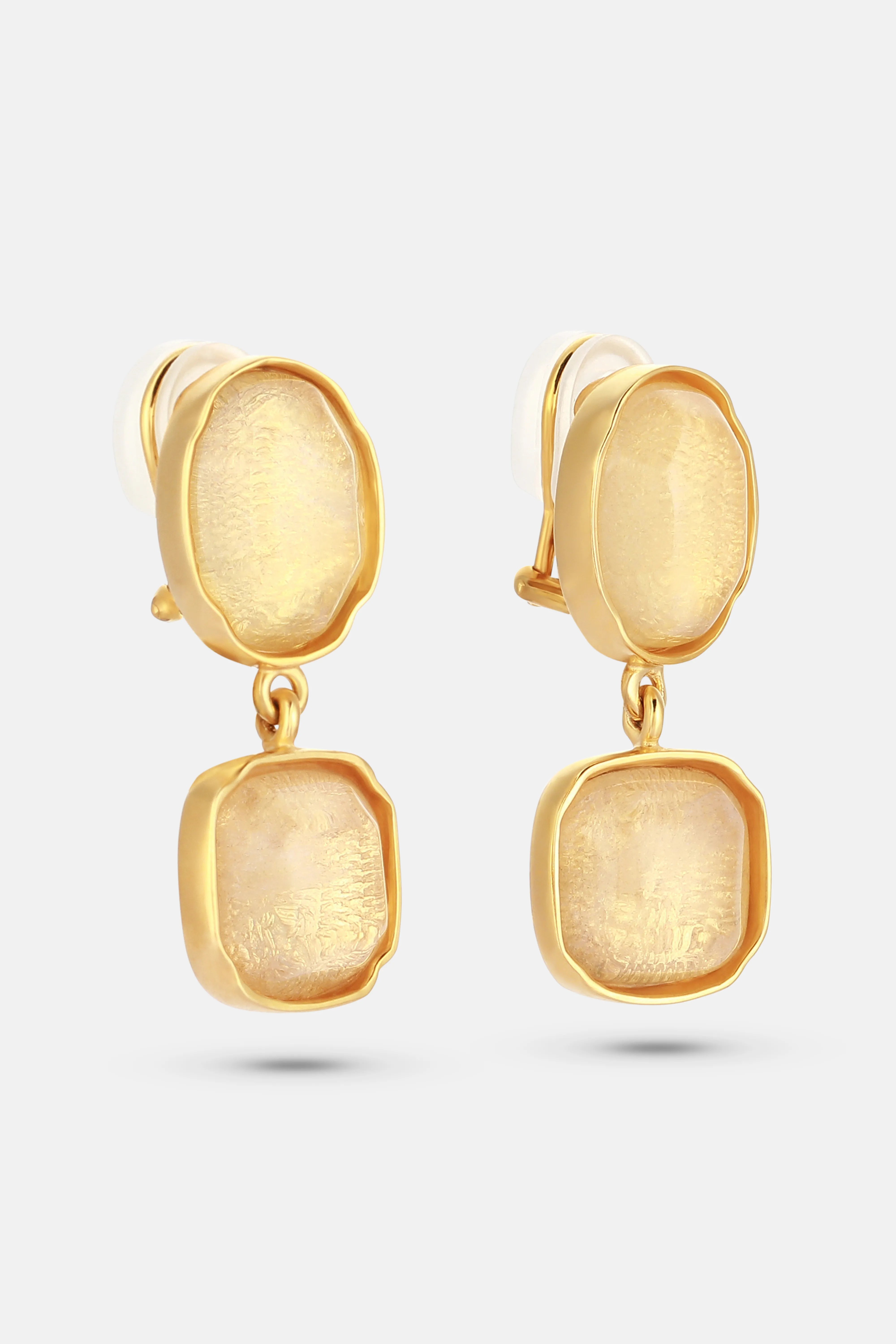 Clip Cabochons Earrings in Gold
