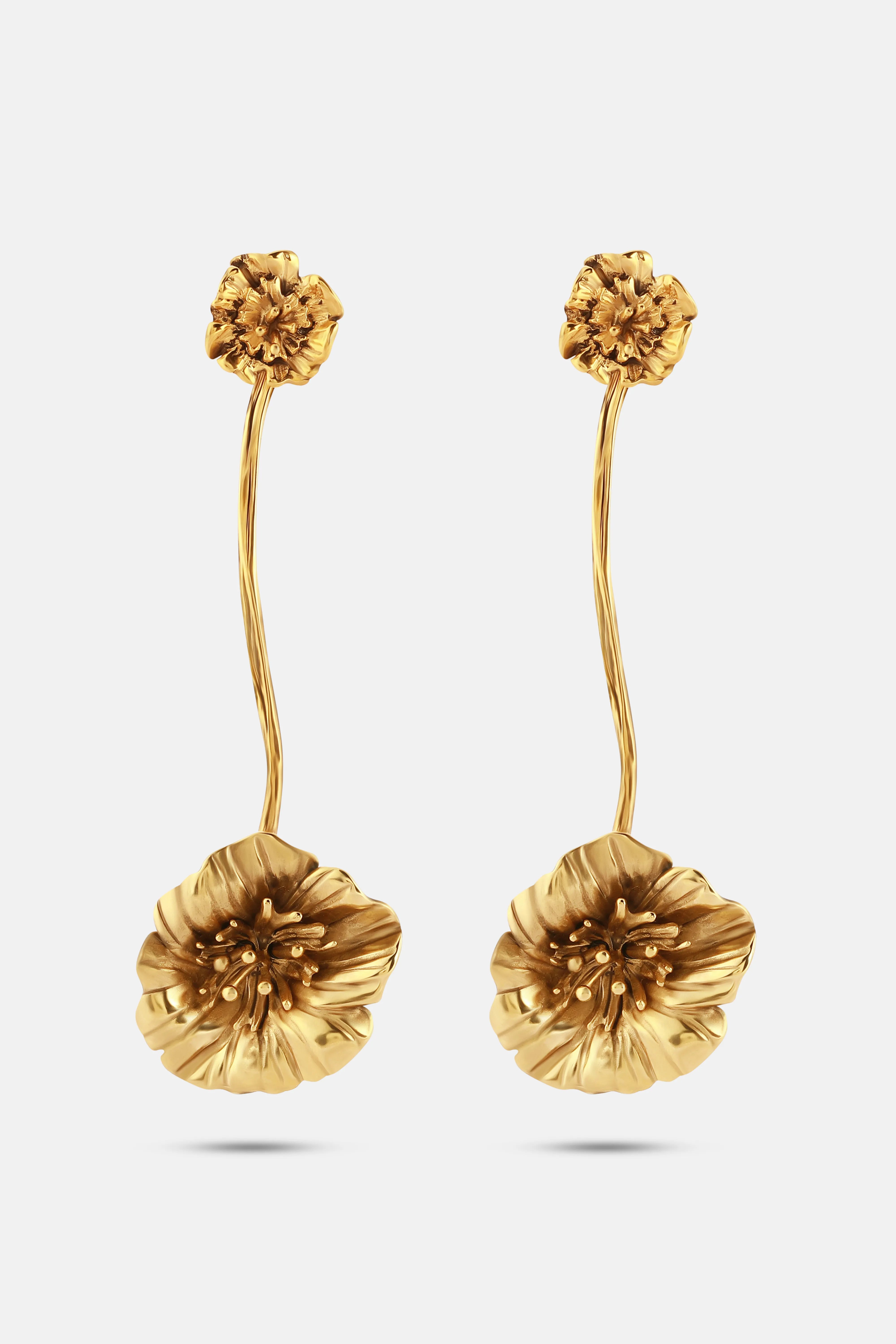 Pin Pendant Fleur Earrings in Gold