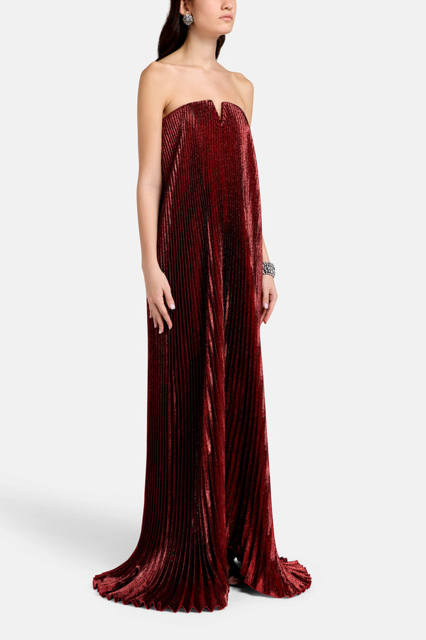 Black Tie Strapless Evening Dress in Red