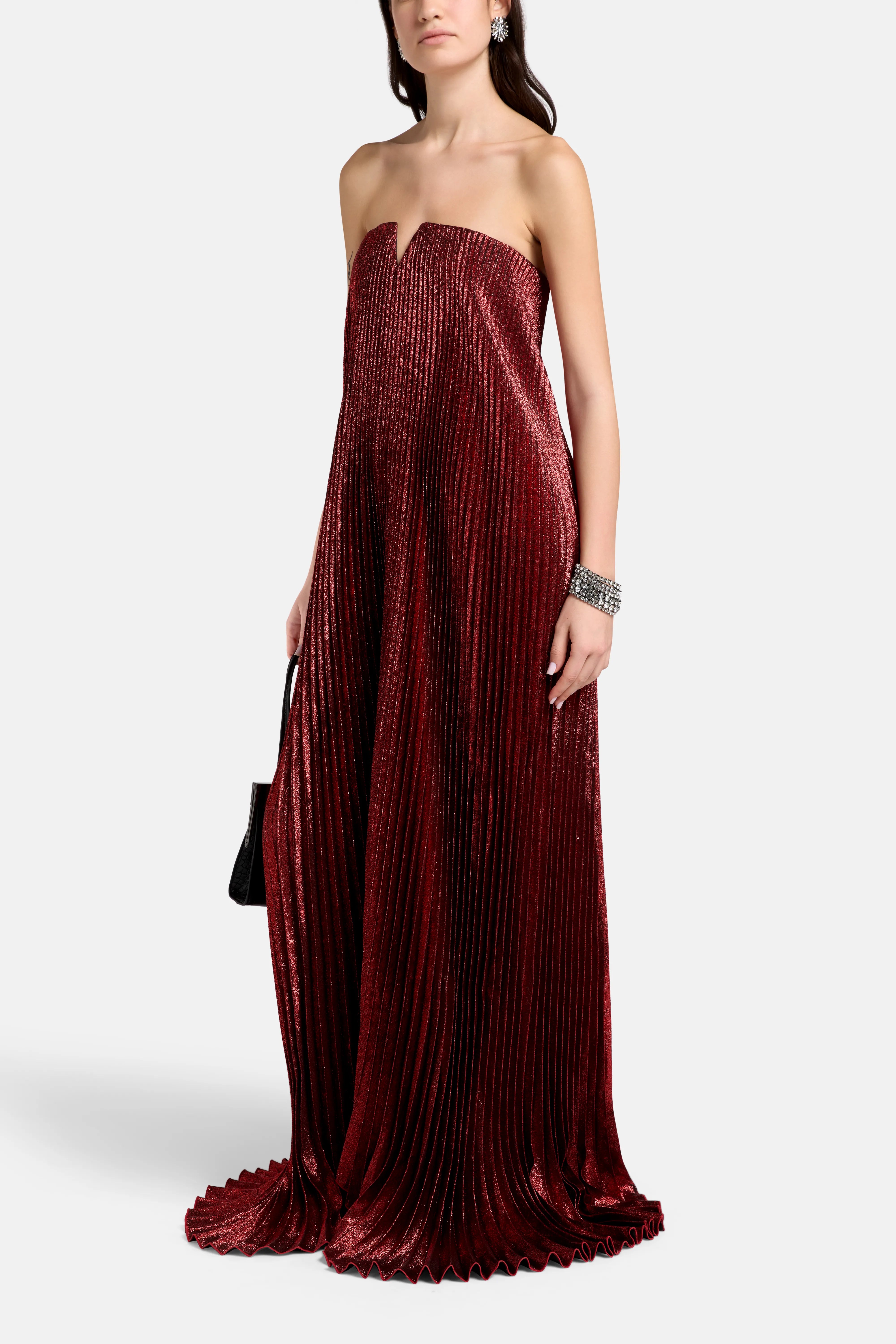 Black Tie Strapless Evening Dress in Red