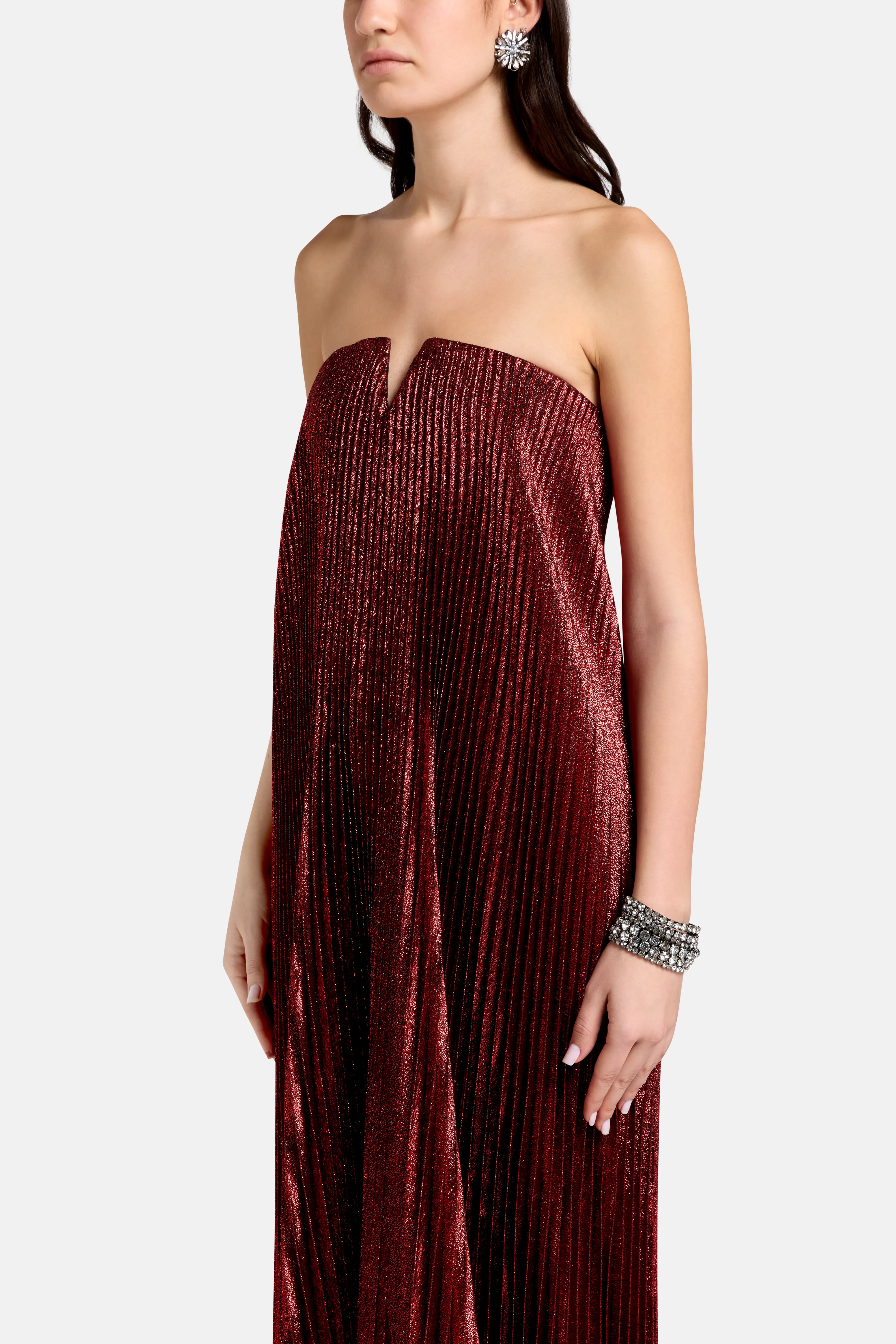 Black Tie Strapless Evening Dress in Red