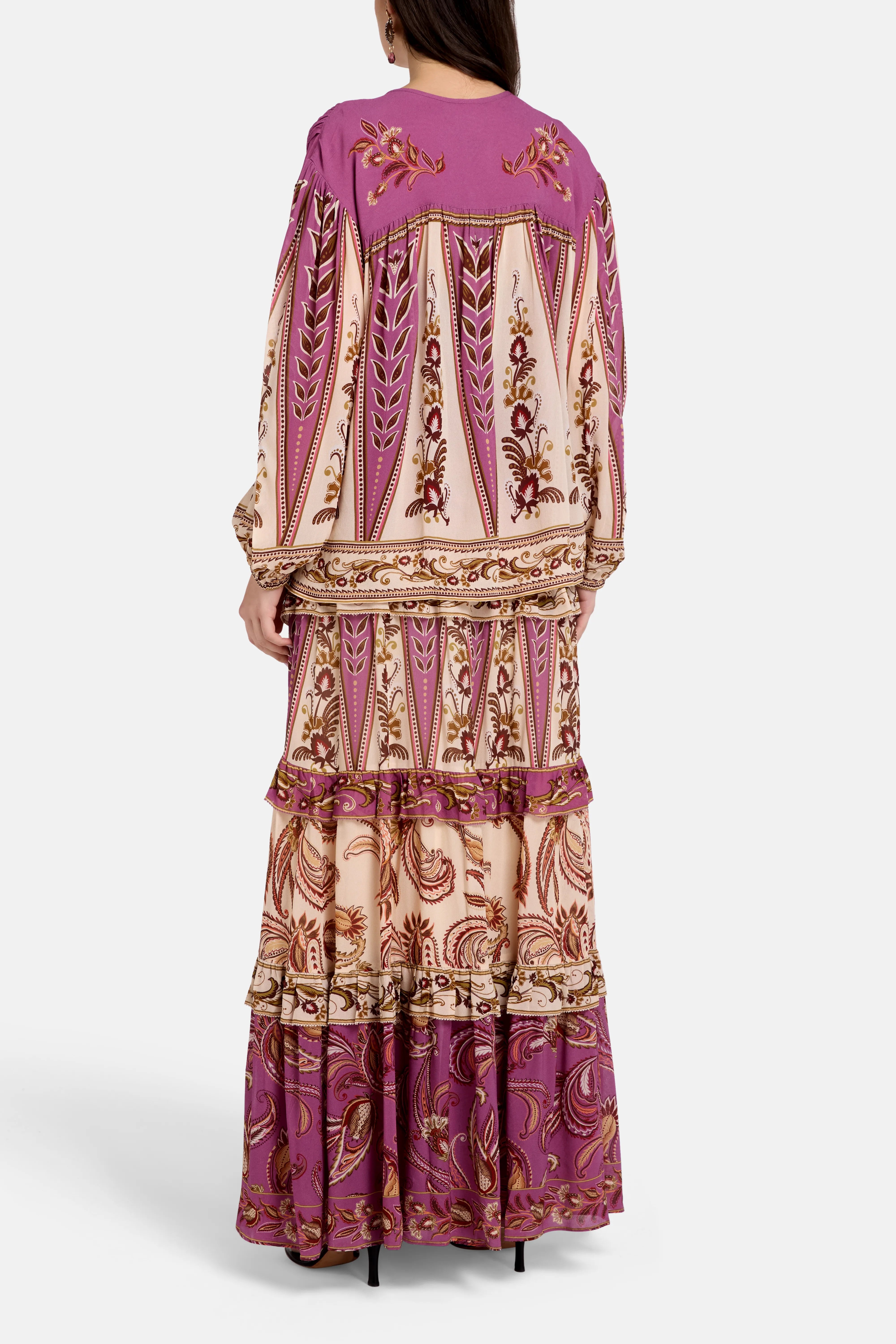 Delicate Ainika Sand Smocking Blouse in Brown
