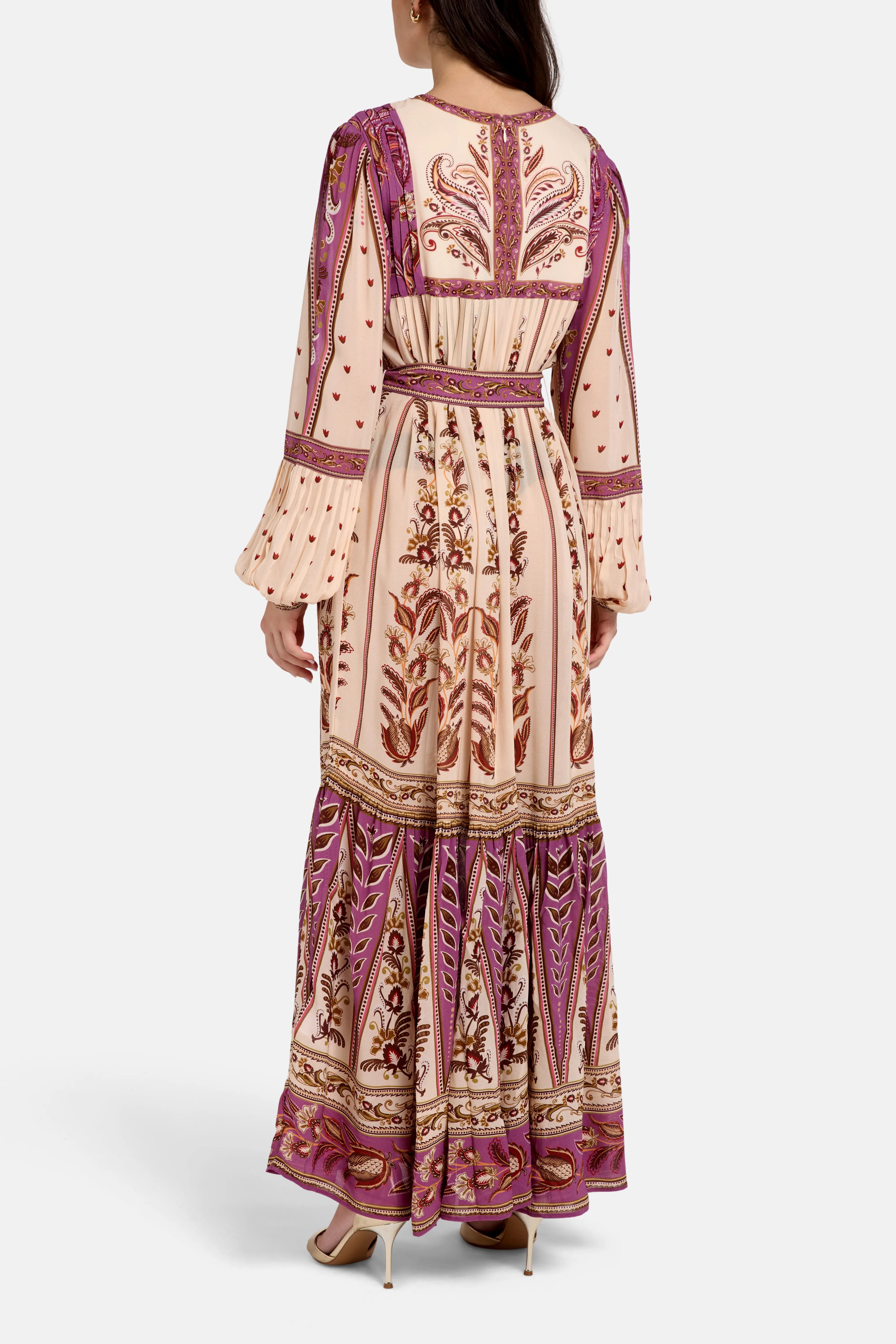 Delicate Ainika Sand Maxi Dress in Brown