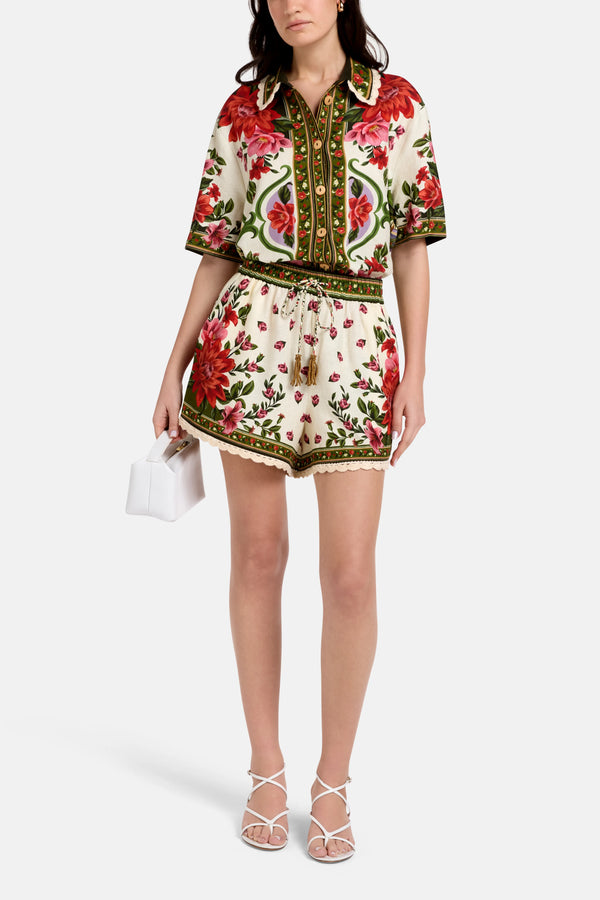 Wonder Rio Sand Linen Shorts in Beige