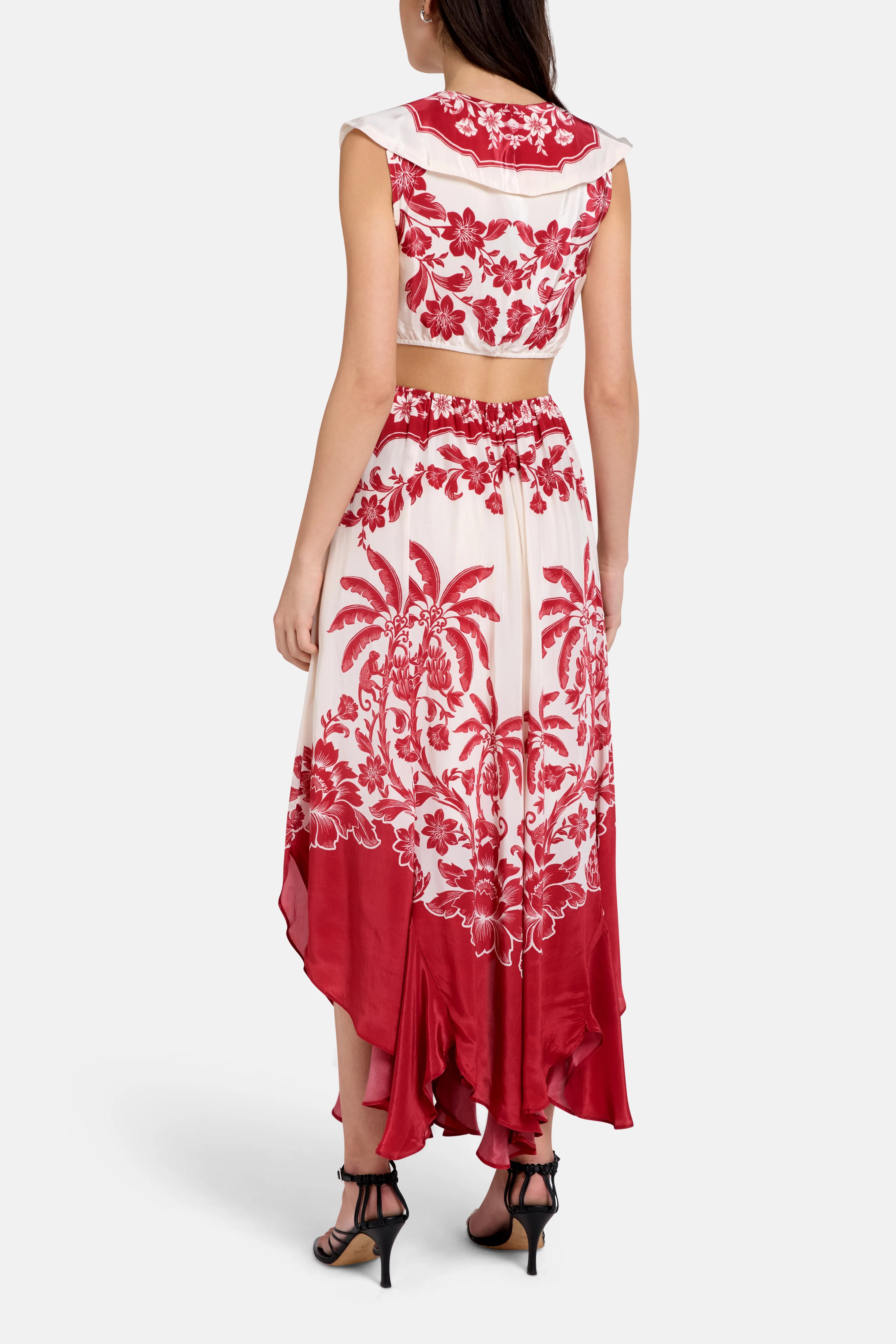Guanacaste Sand Cut Out Sleeveless Midi Dress in Red