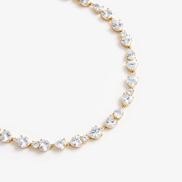 Heart Crystal Necklace in Gold