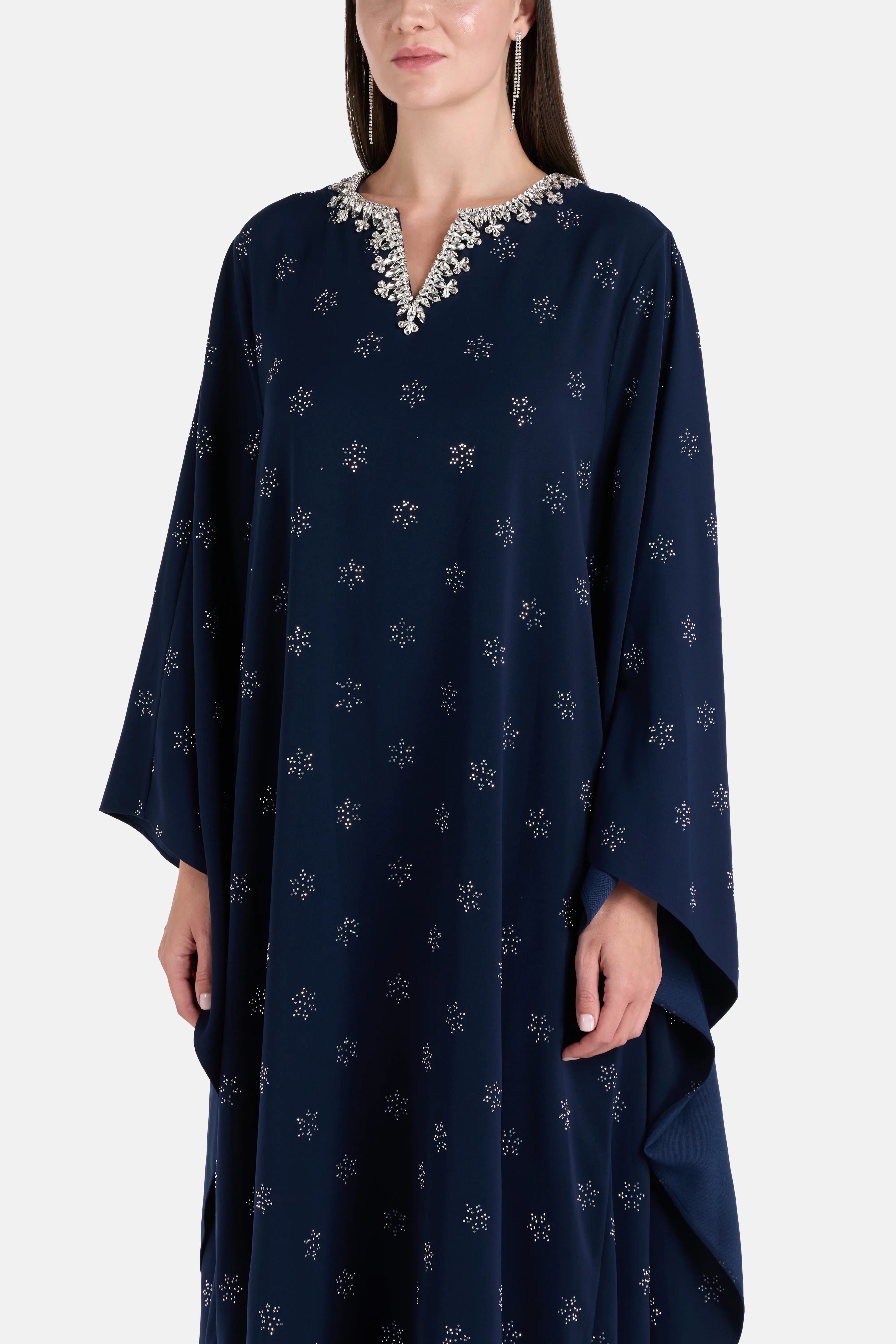 Jumana Long Sleeves Embellished Kaftan in Blue