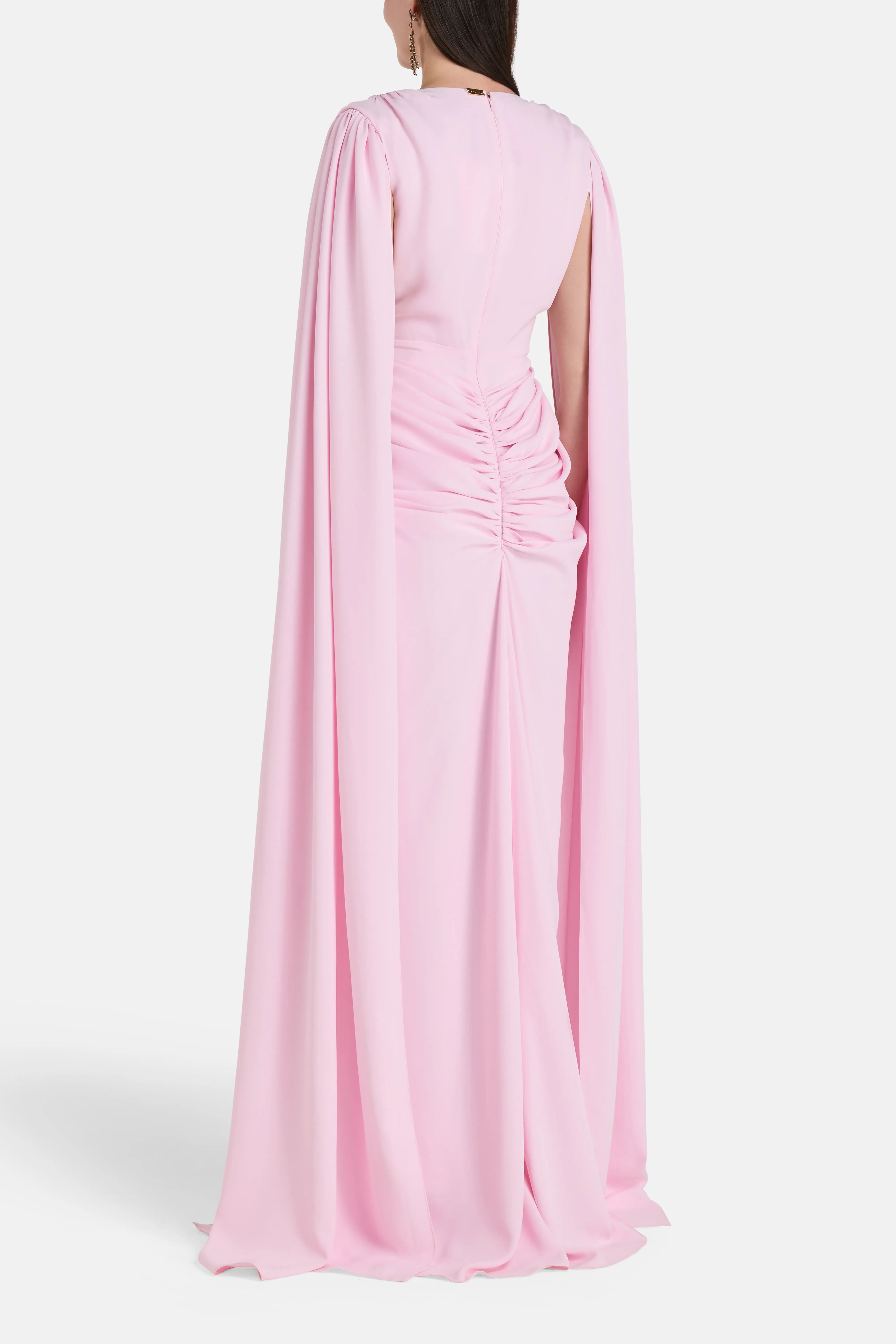 Evelyn Cape Sleeves Evening Dress in Pink