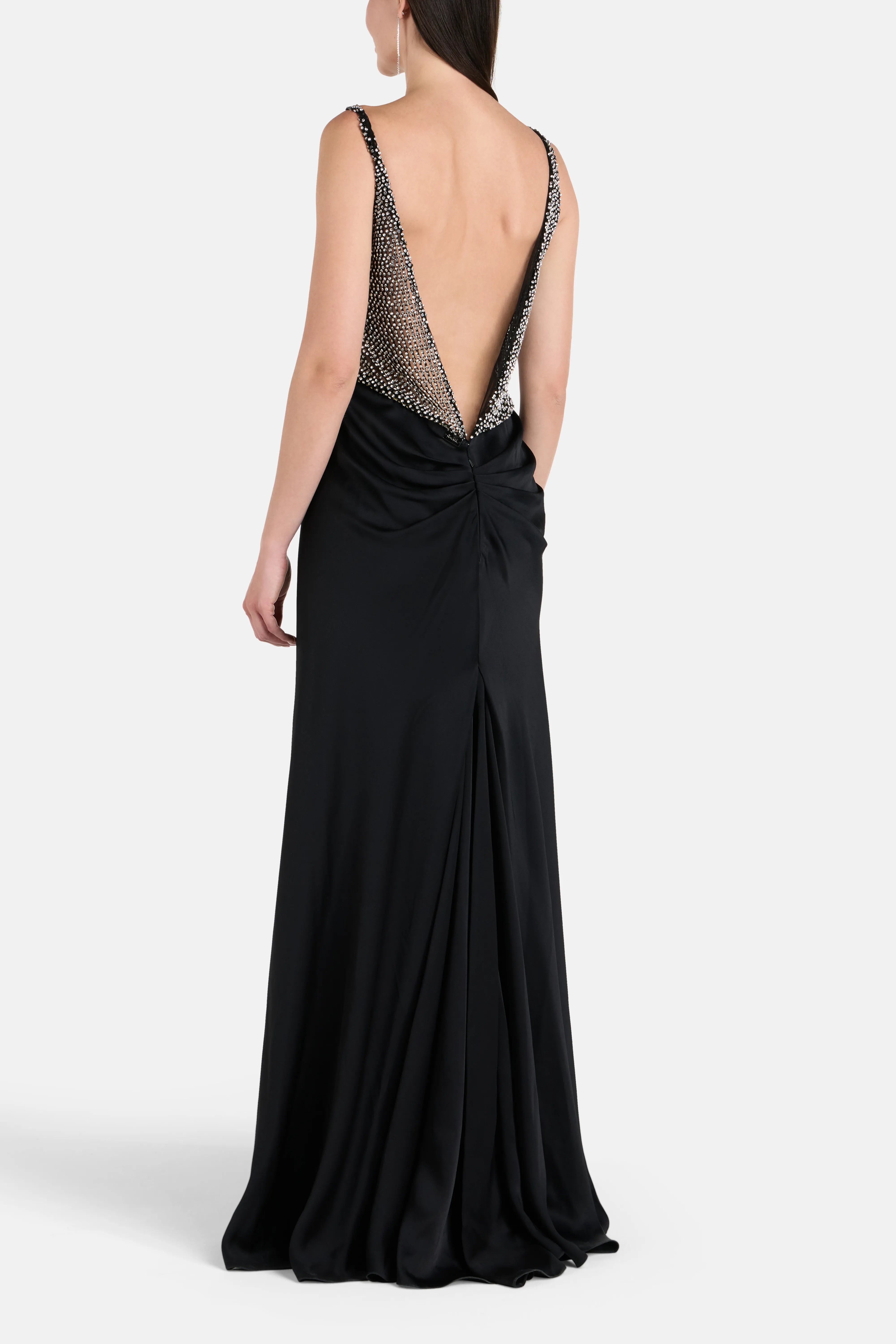 Elaris Cowl Neck Sleeveless Evening Dress in Black