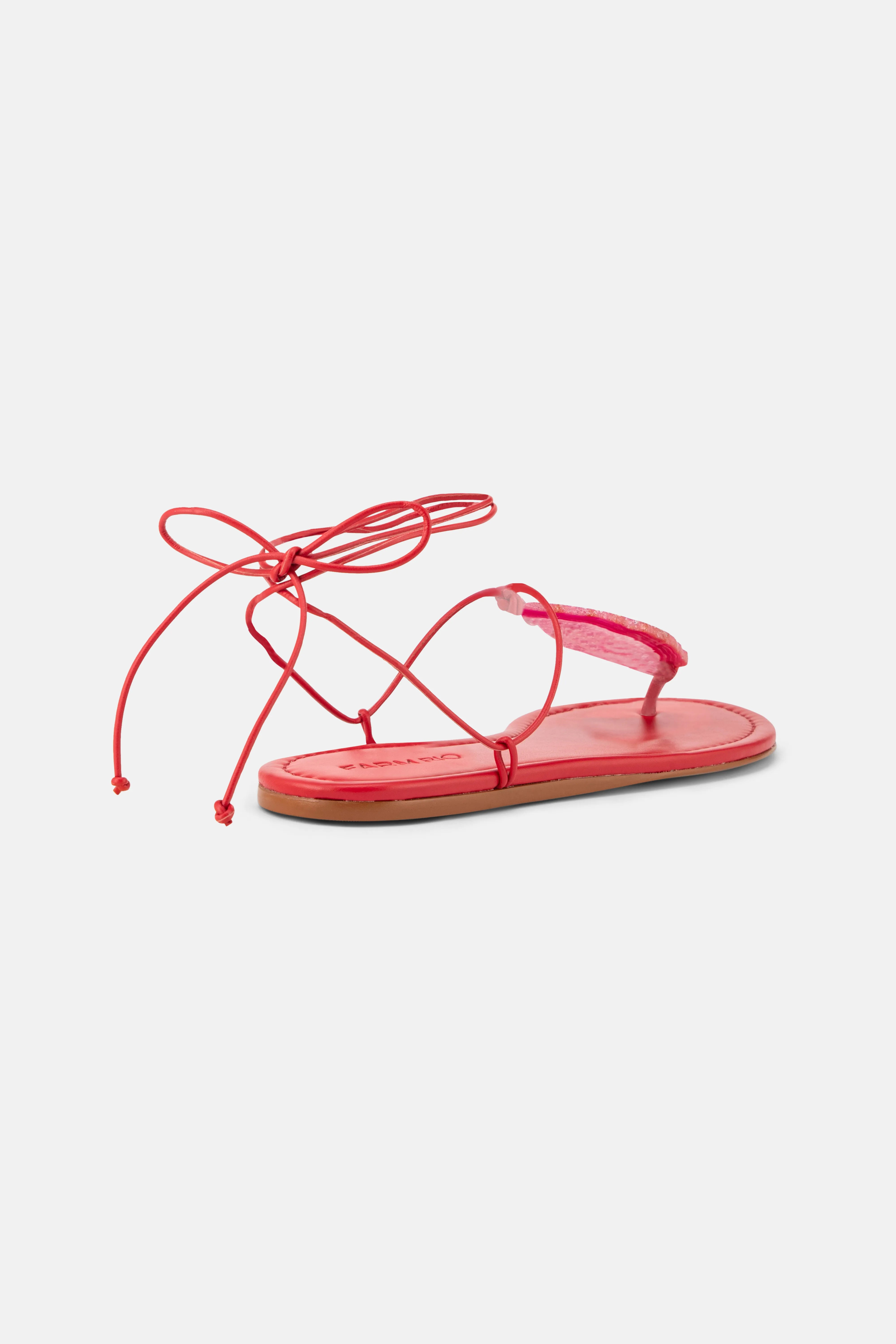 Stone Flat Sandals in Red