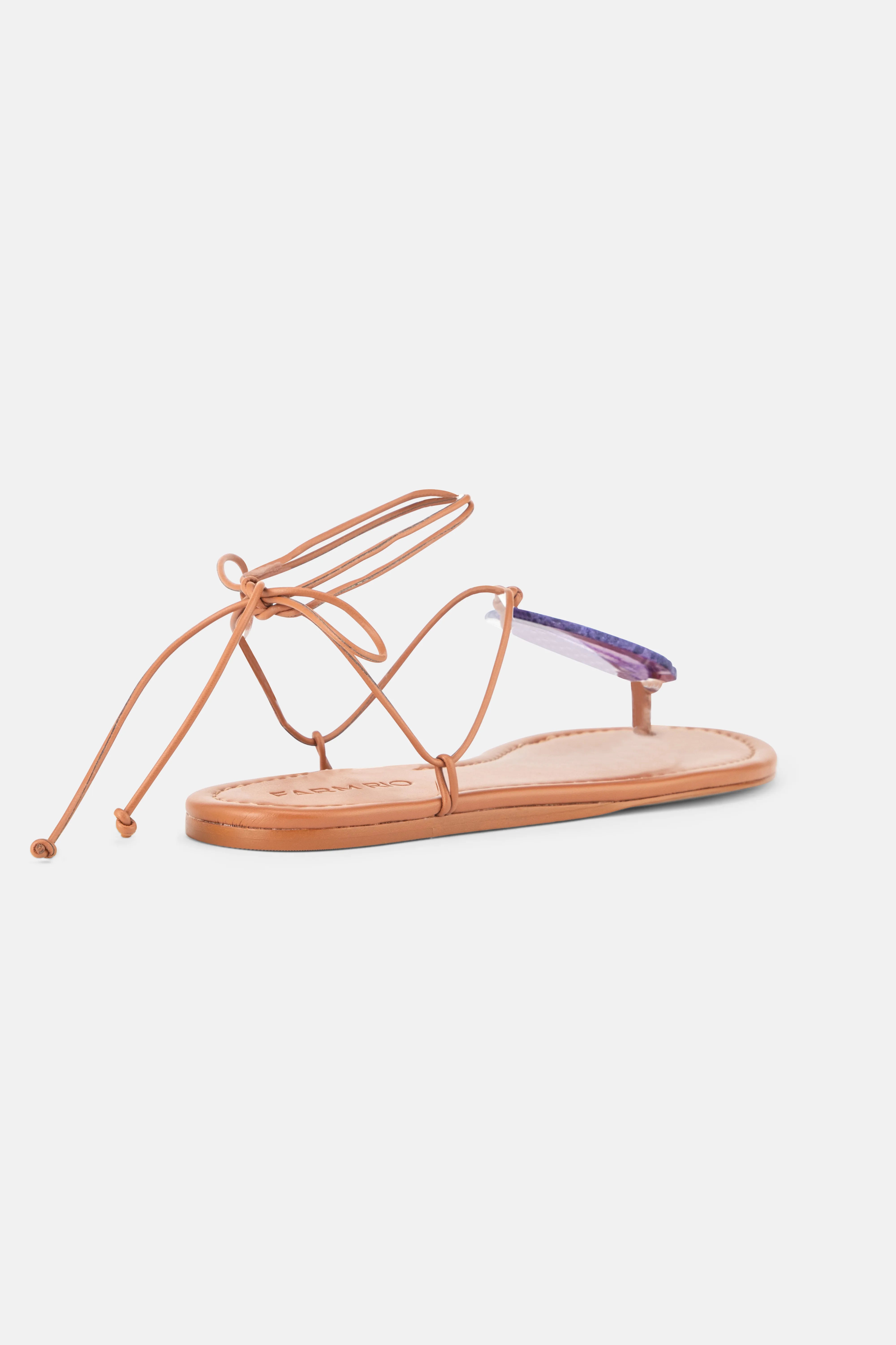 Stone Flat Sandals in Brown
