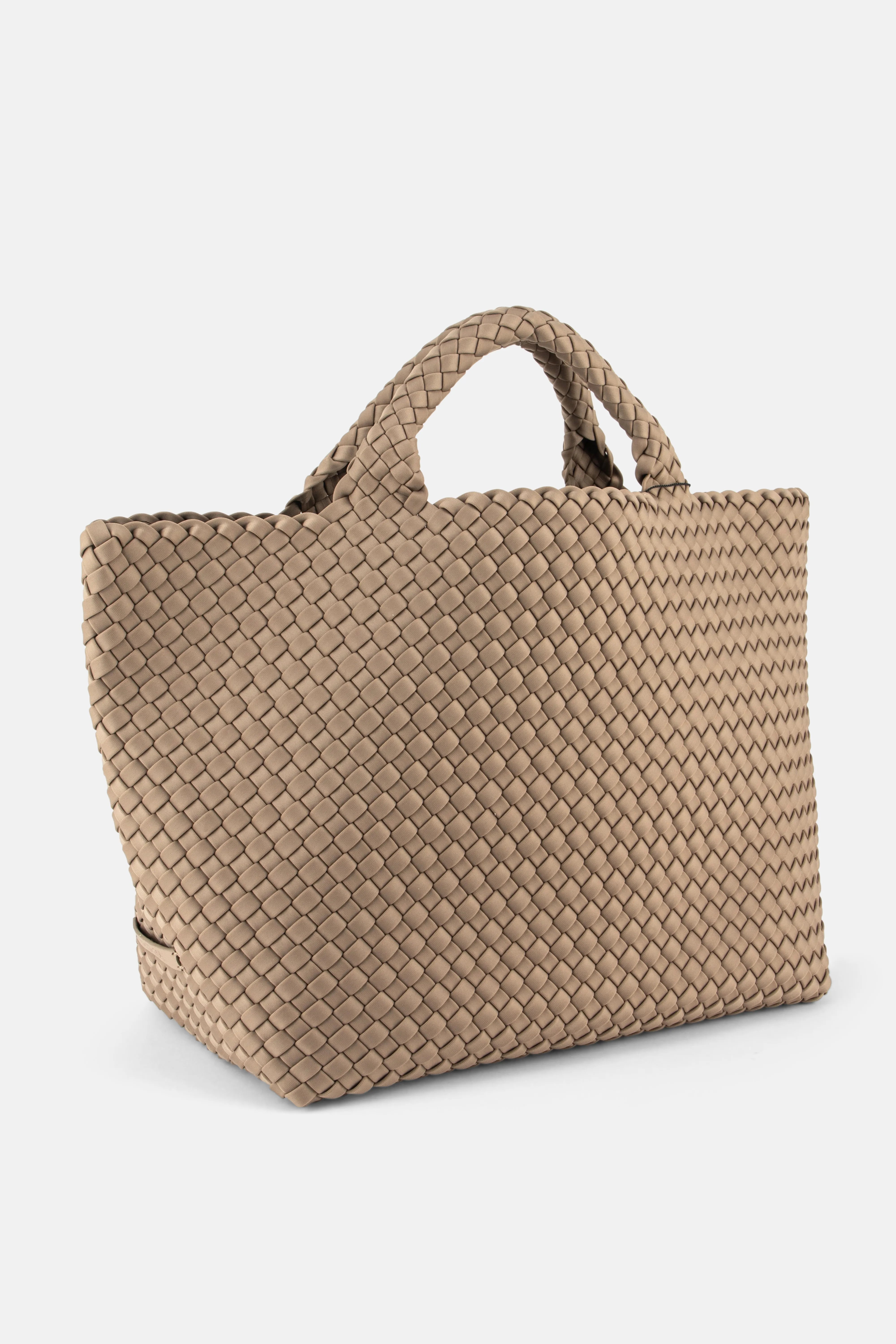 St. Barths Woven Medium Tote Bag in Beige with Pouch