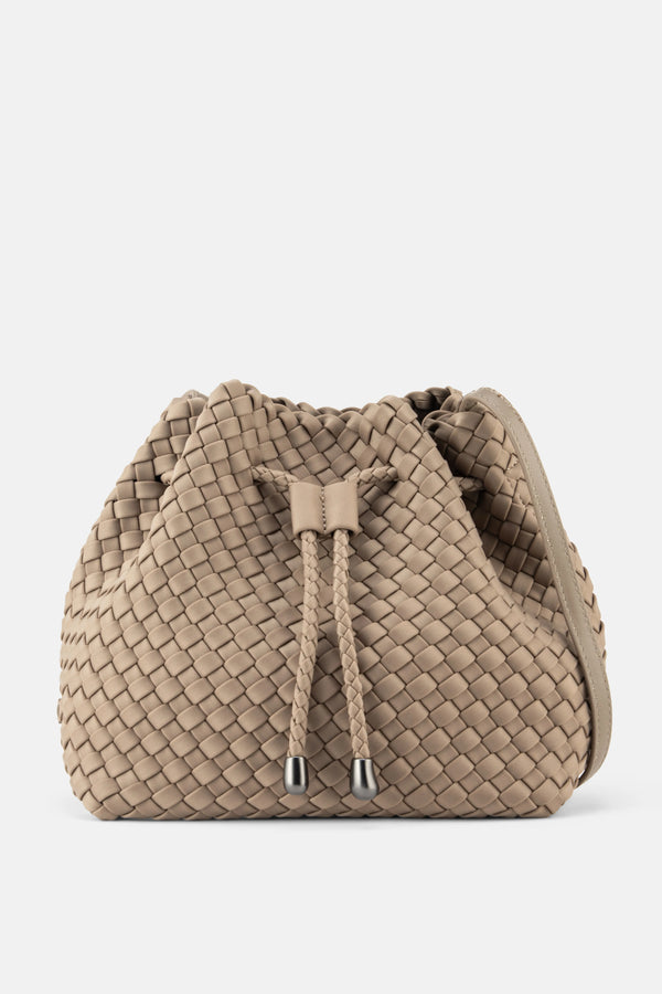 Gramercy Woven Bucket Bag in Beige