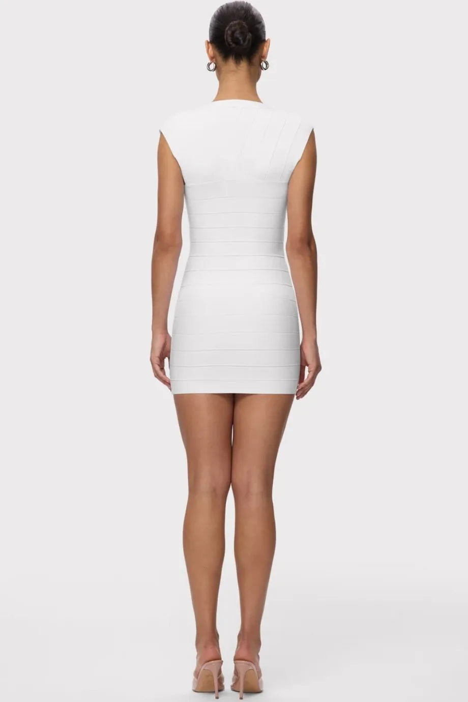 Champagne Bandage Knit Mini Dress in White