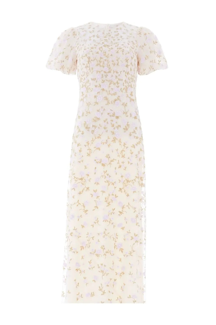 Lea Ditsy Floral Evening Dress in Cream