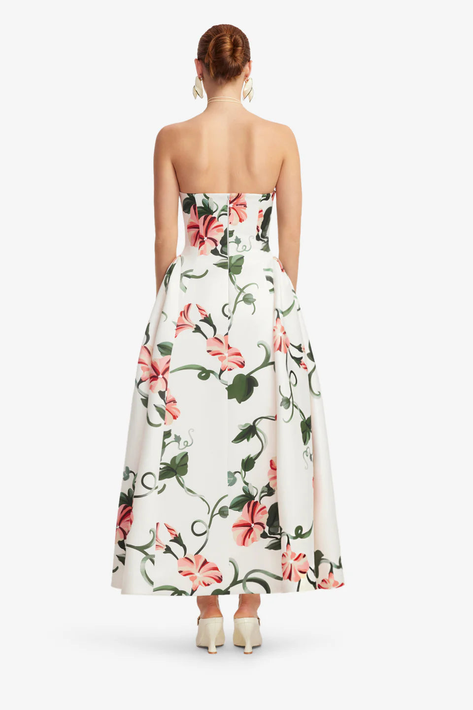 Violet Bustier Floral Maxi Dress in White with Neck Tie