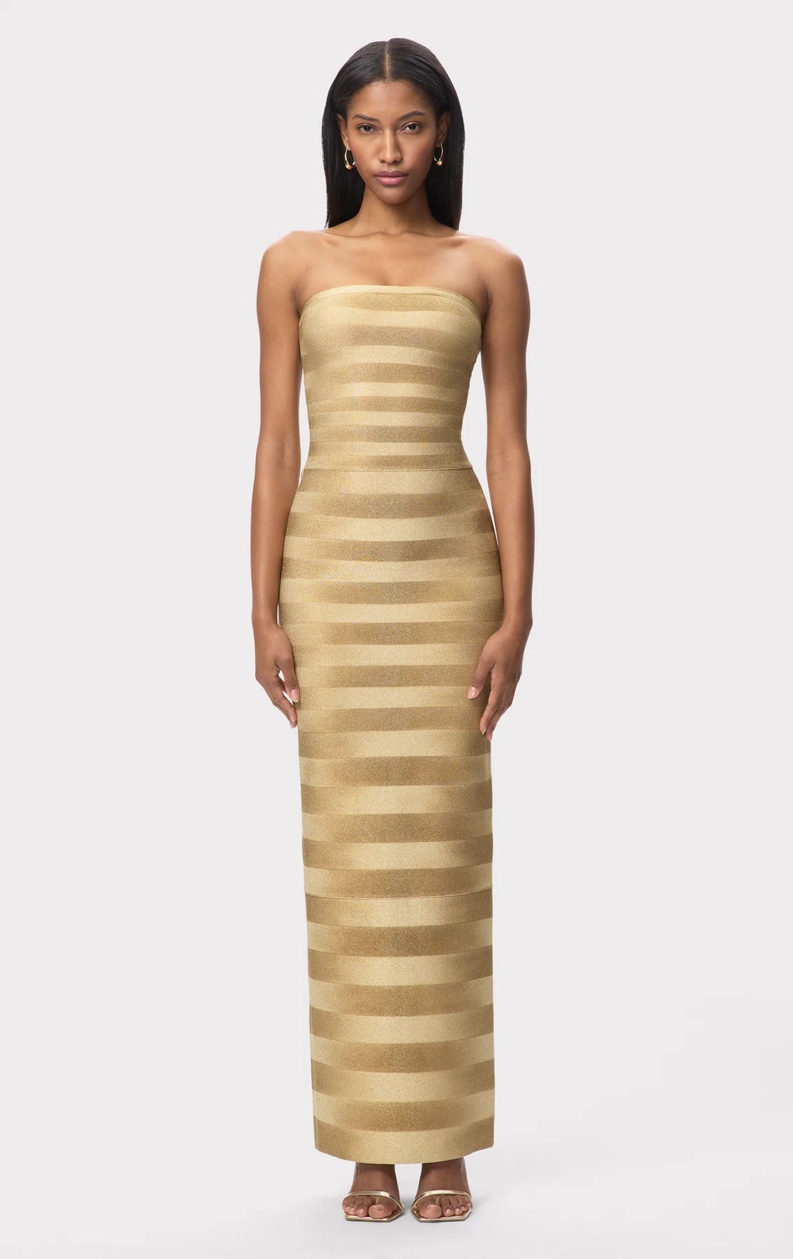 Nia Bandage Knit Maxi Dress in Gold