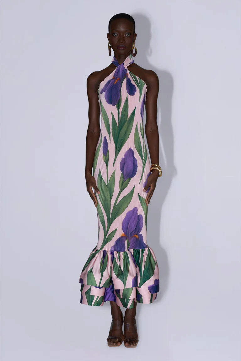 Soho Sleeveless Pleated Evening Dress in Pink