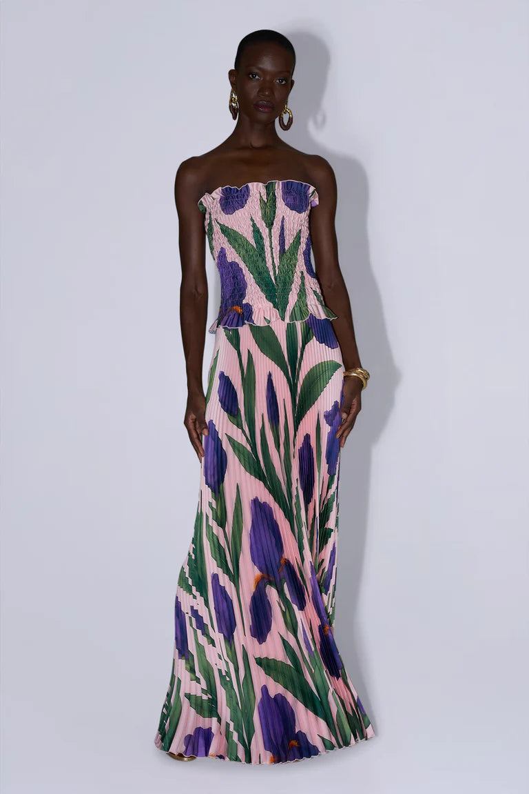Shop the Maya Strapless Pleated Evening Dress in Pink