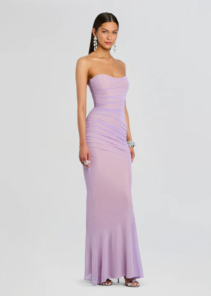 Quintessa Mesh Maxi Dress in Purple