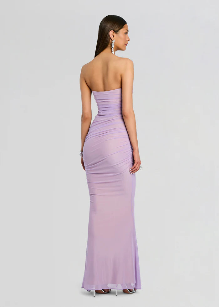 Quintessa Mesh Maxi Dress in Purple