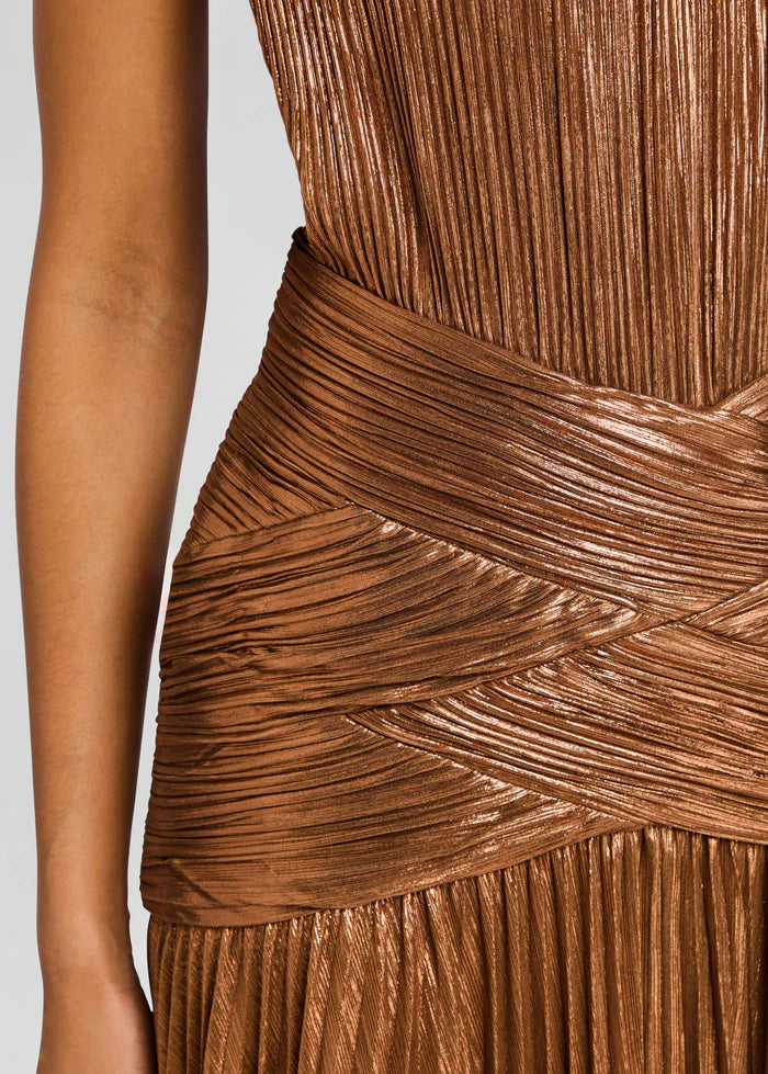 Amberley Halter Neck Evening Dress in Brown