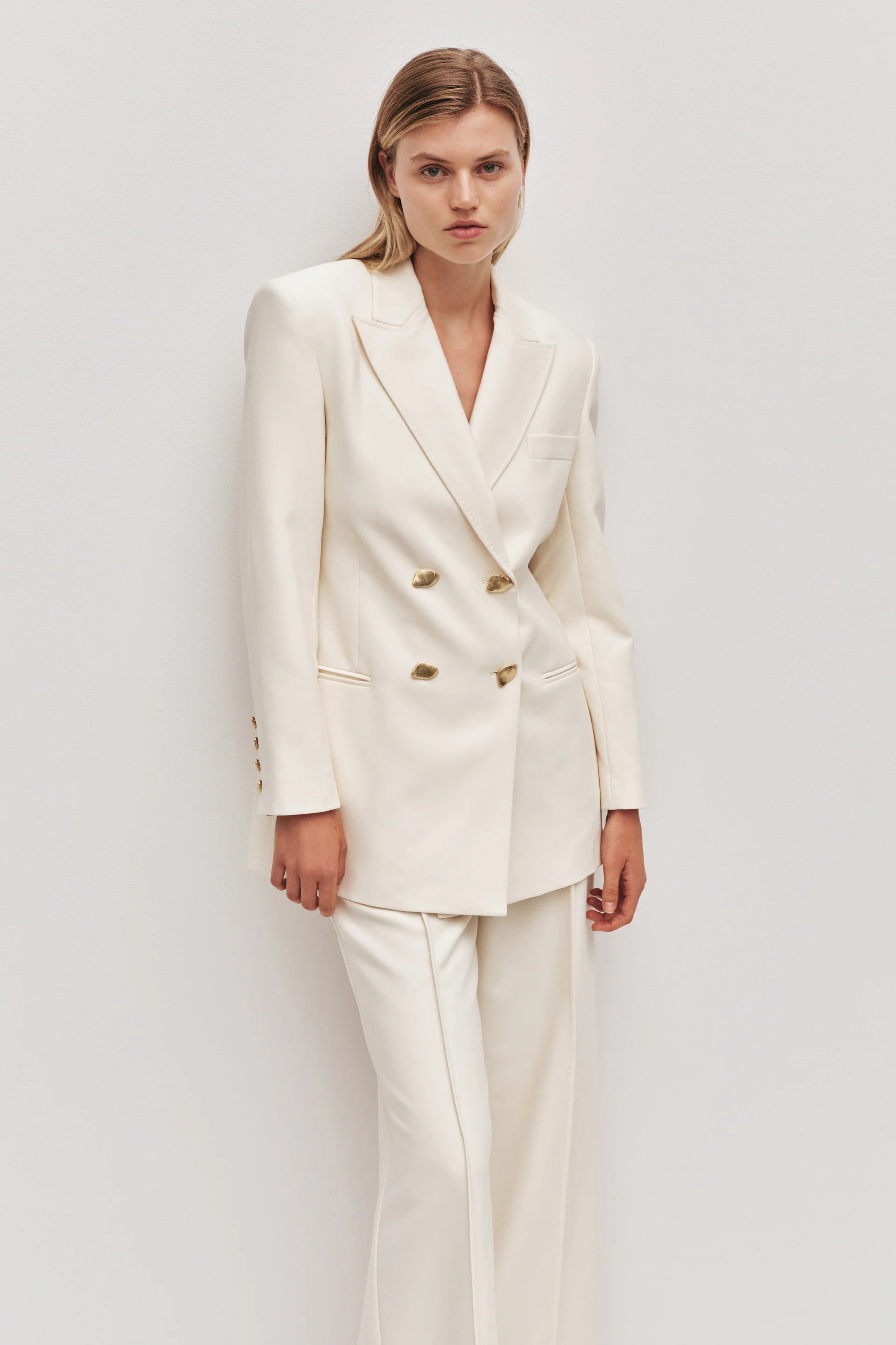 Vortex Double Breasted Blazer in Cream