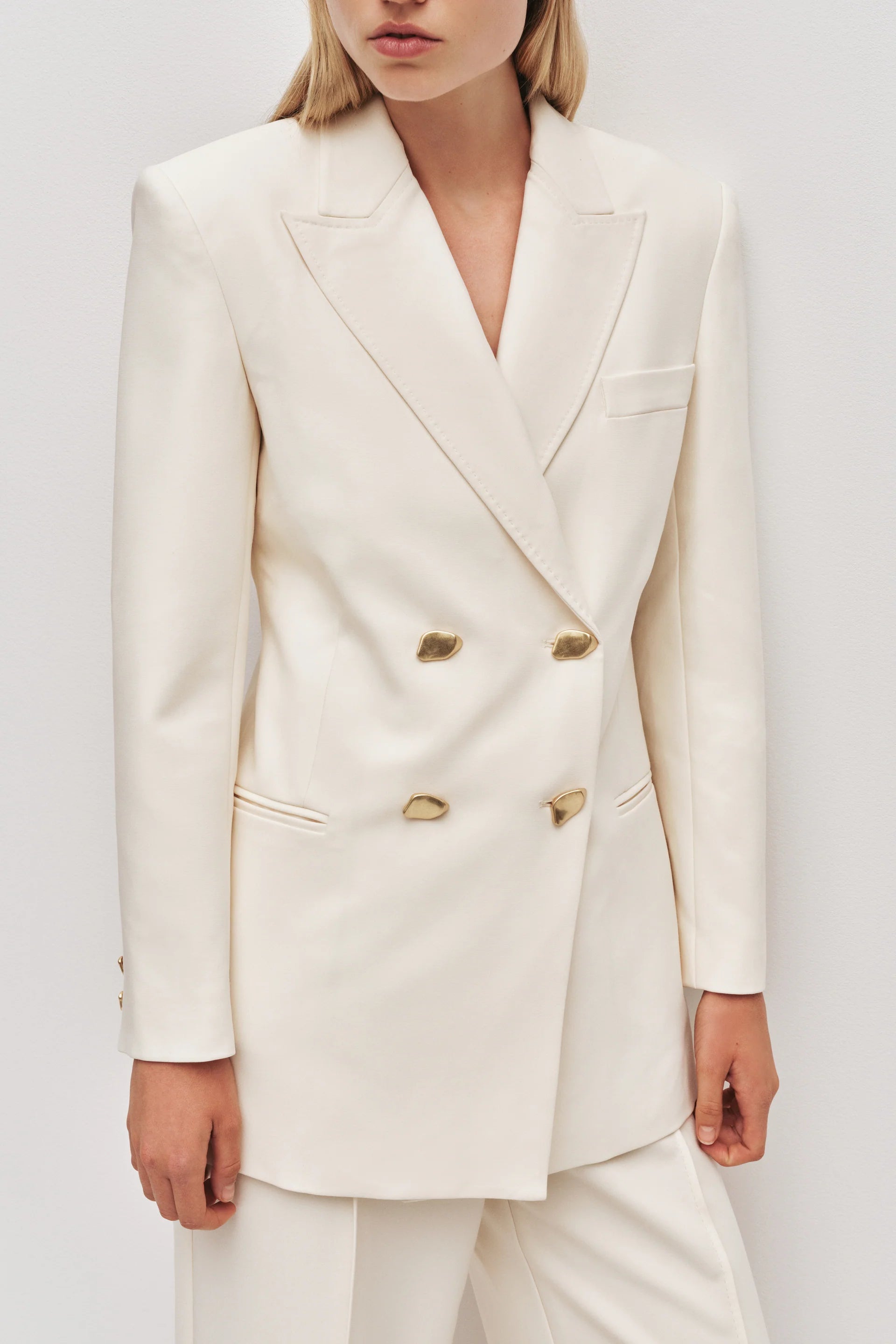 Vortex Double Breasted Blazer in Cream