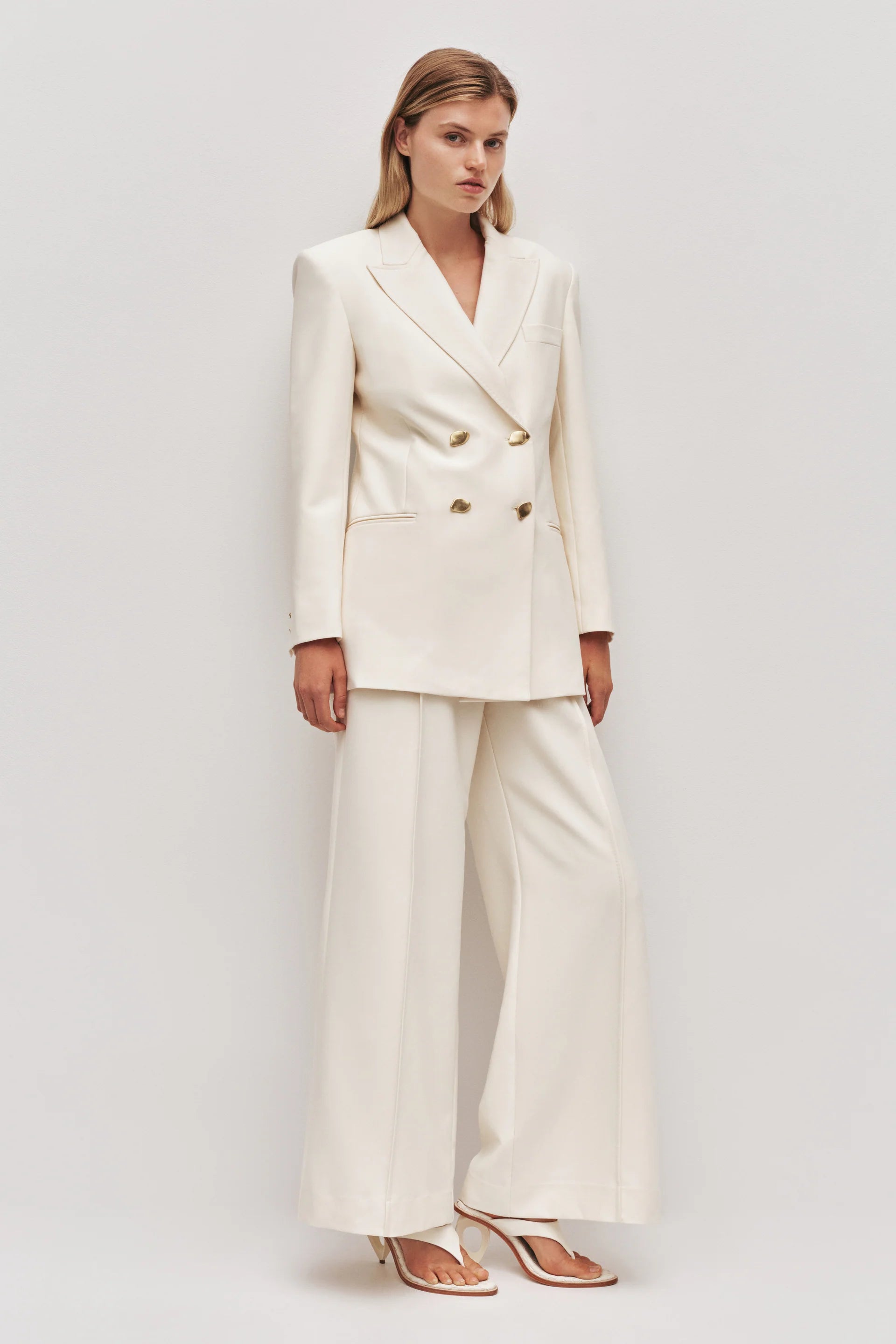 Vortex Wide Legged Trousers in Cream
