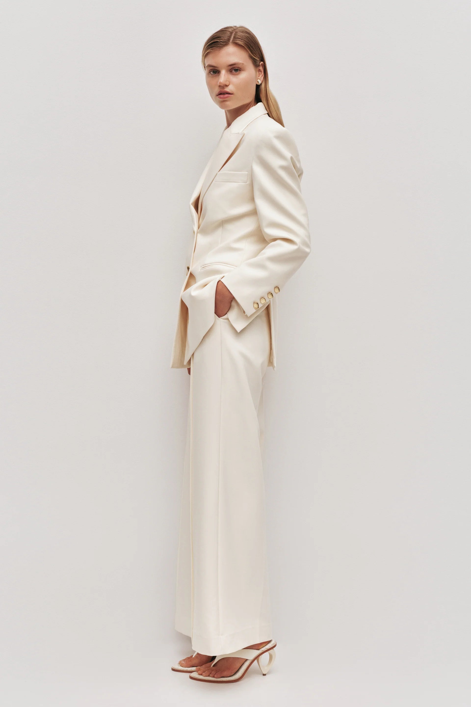 Vortex Wide Legged Trousers in Cream