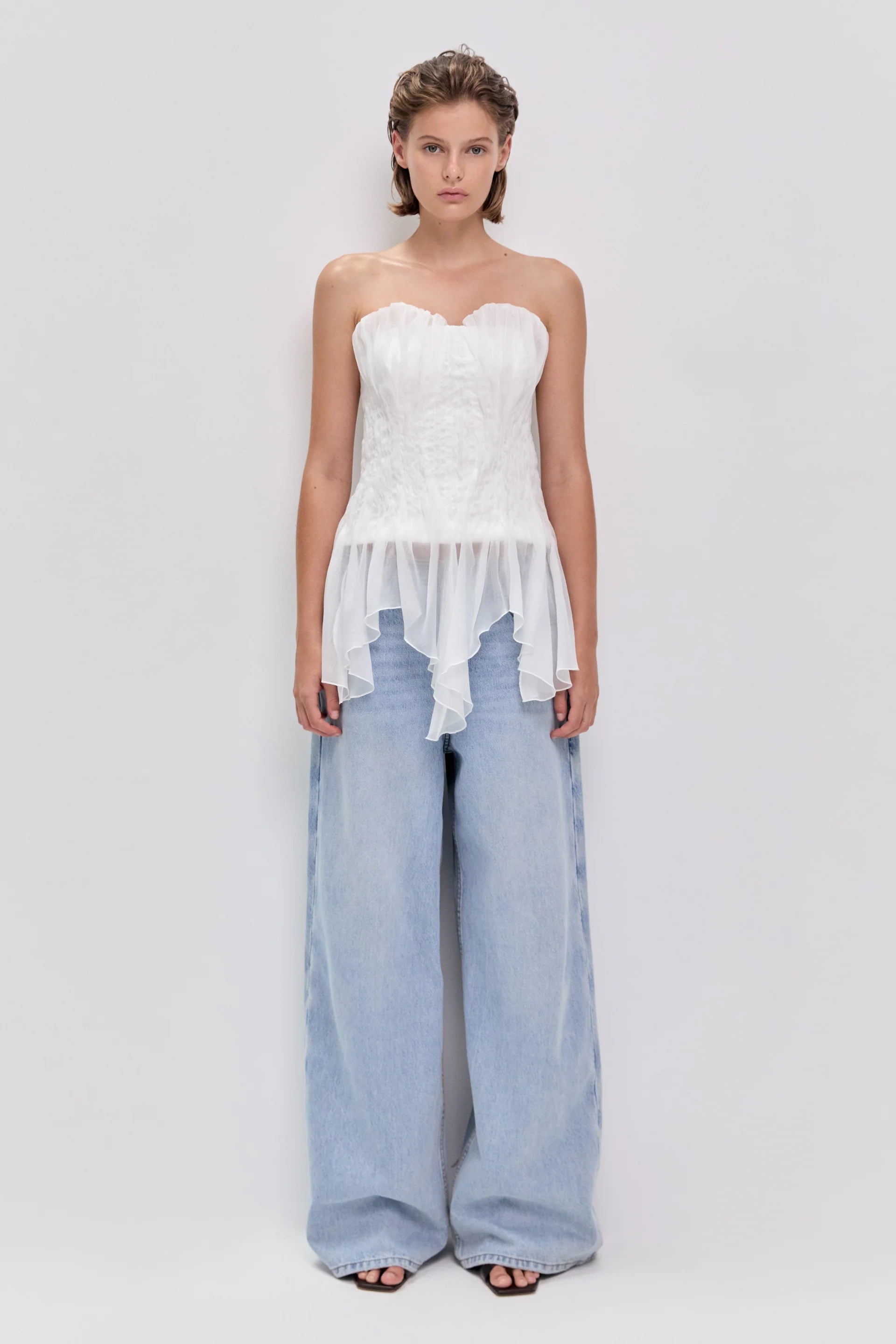 Nisha Bustier Strapless Blouse in White