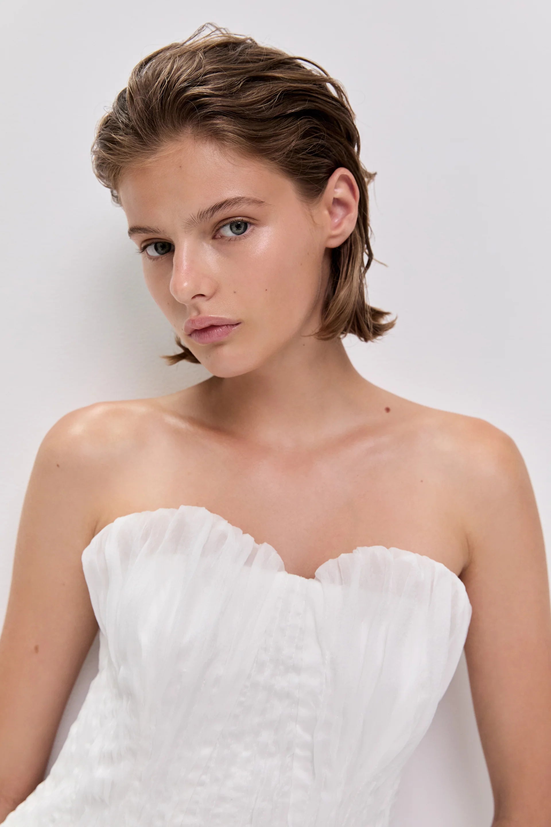 Nisha Bustier Strapless Blouse in White