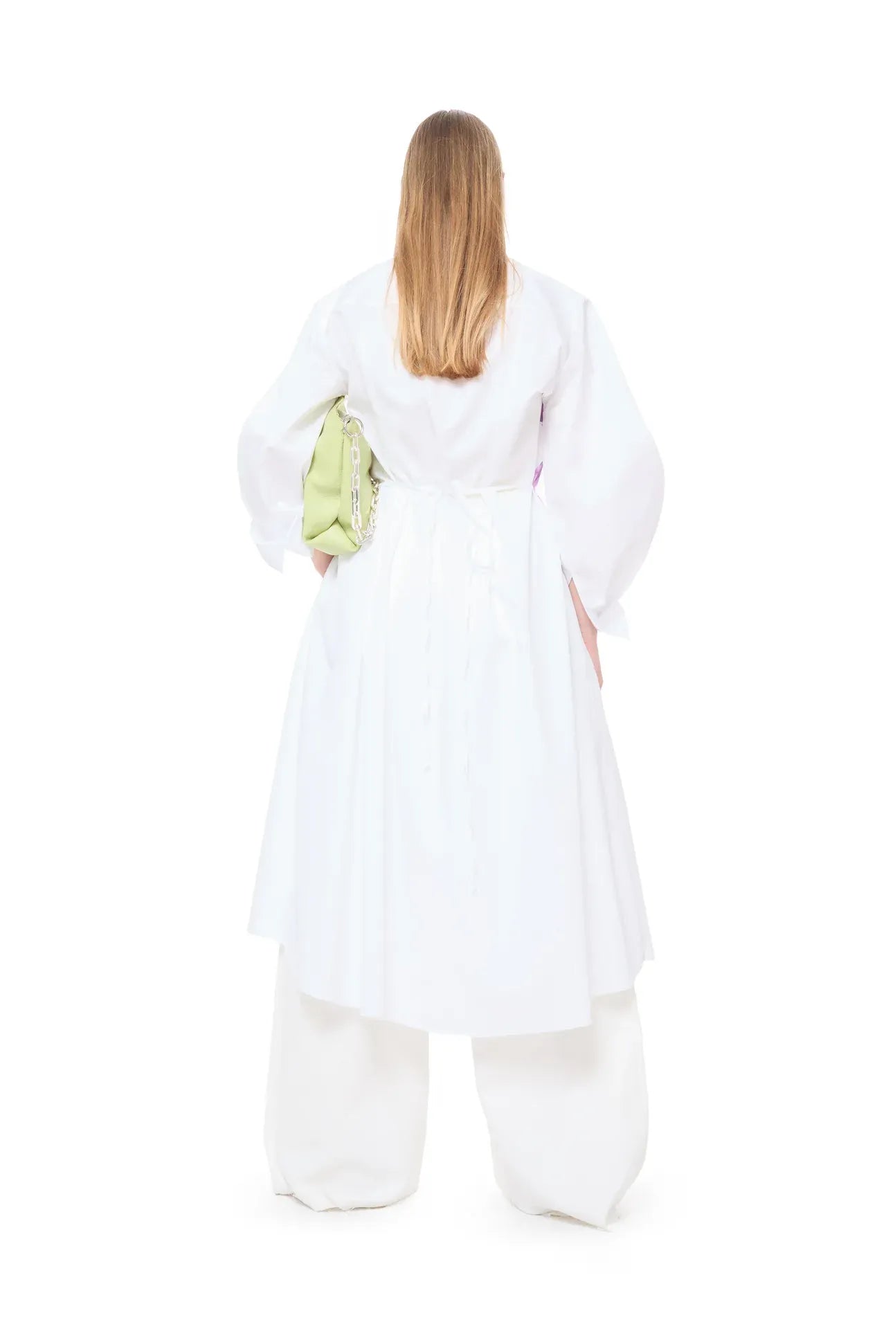 Watercolor Flower Printed Floral Organic Cotton Maxi Dress in White