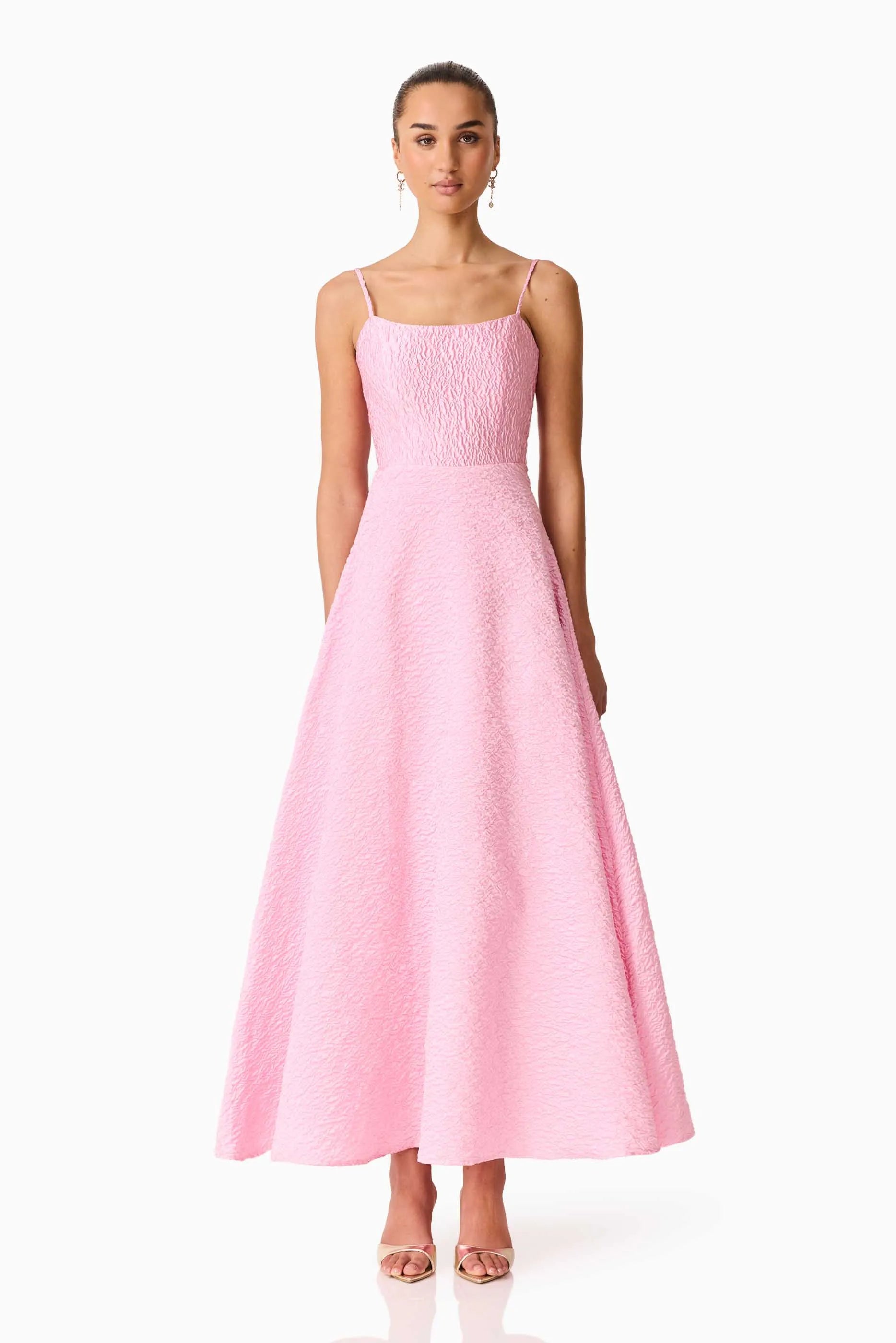Briallen Jacquard Sleeveless Maxi Dress in Pink
