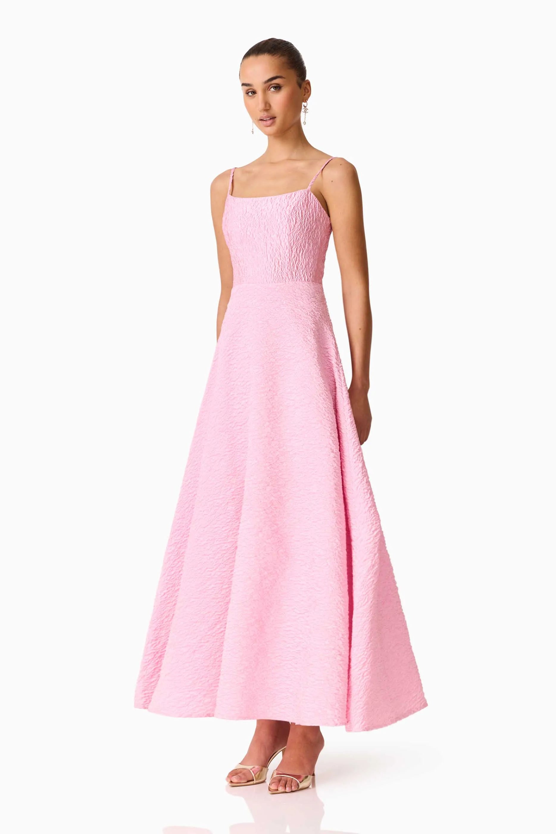 Briallen Jacquard Sleeveless Maxi Dress in Pink