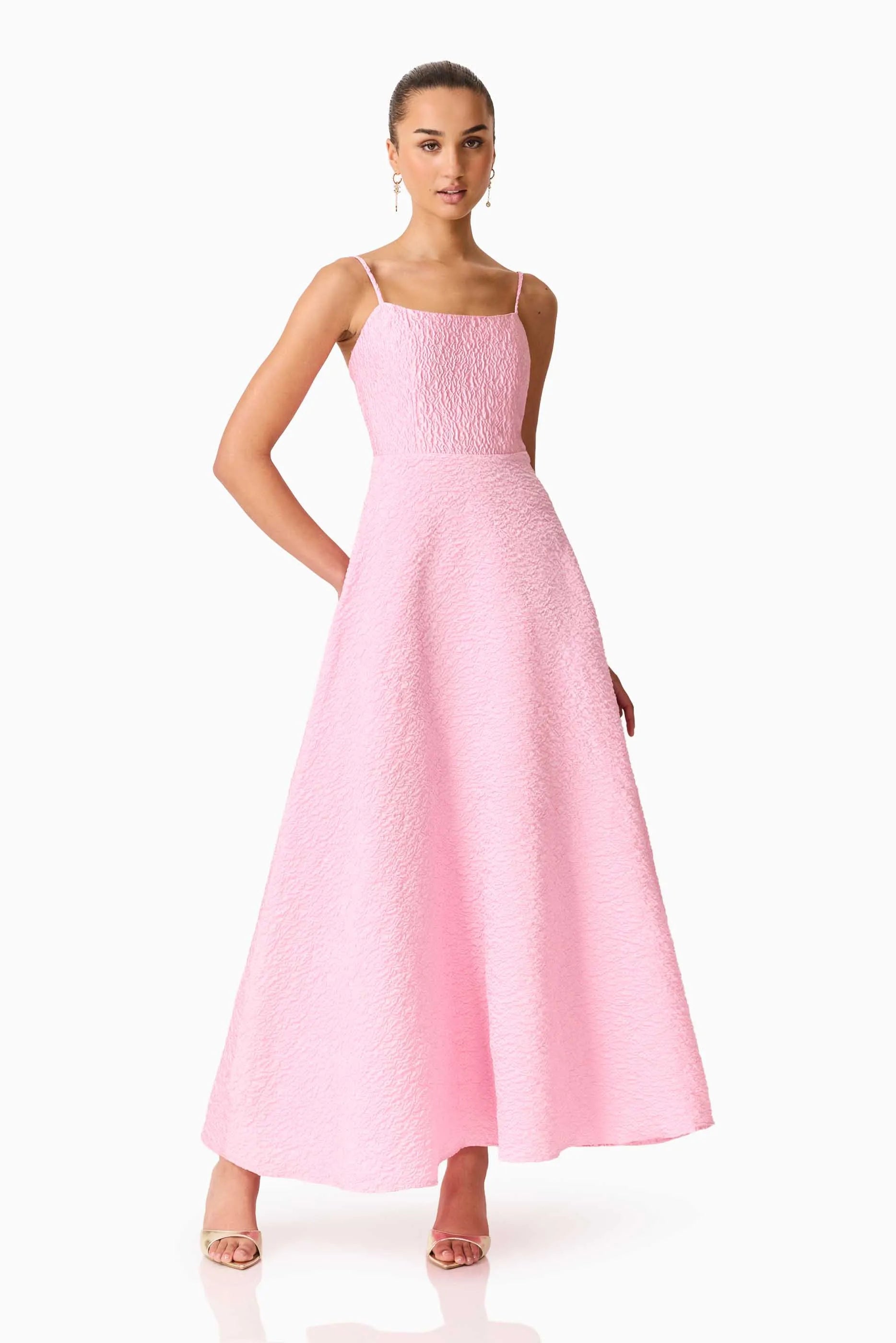 Briallen Jacquard Sleeveless Maxi Dress in Pink