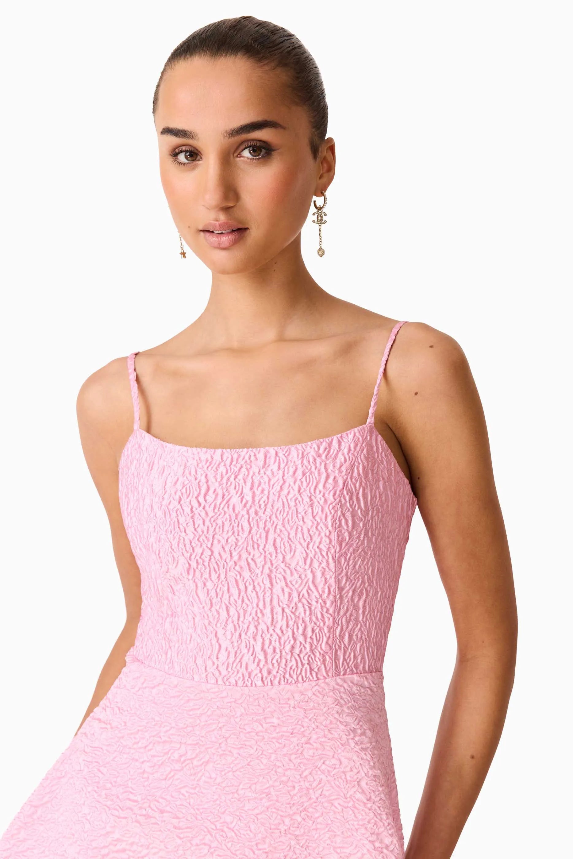 Briallen Jacquard Sleeveless Maxi Dress in Pink