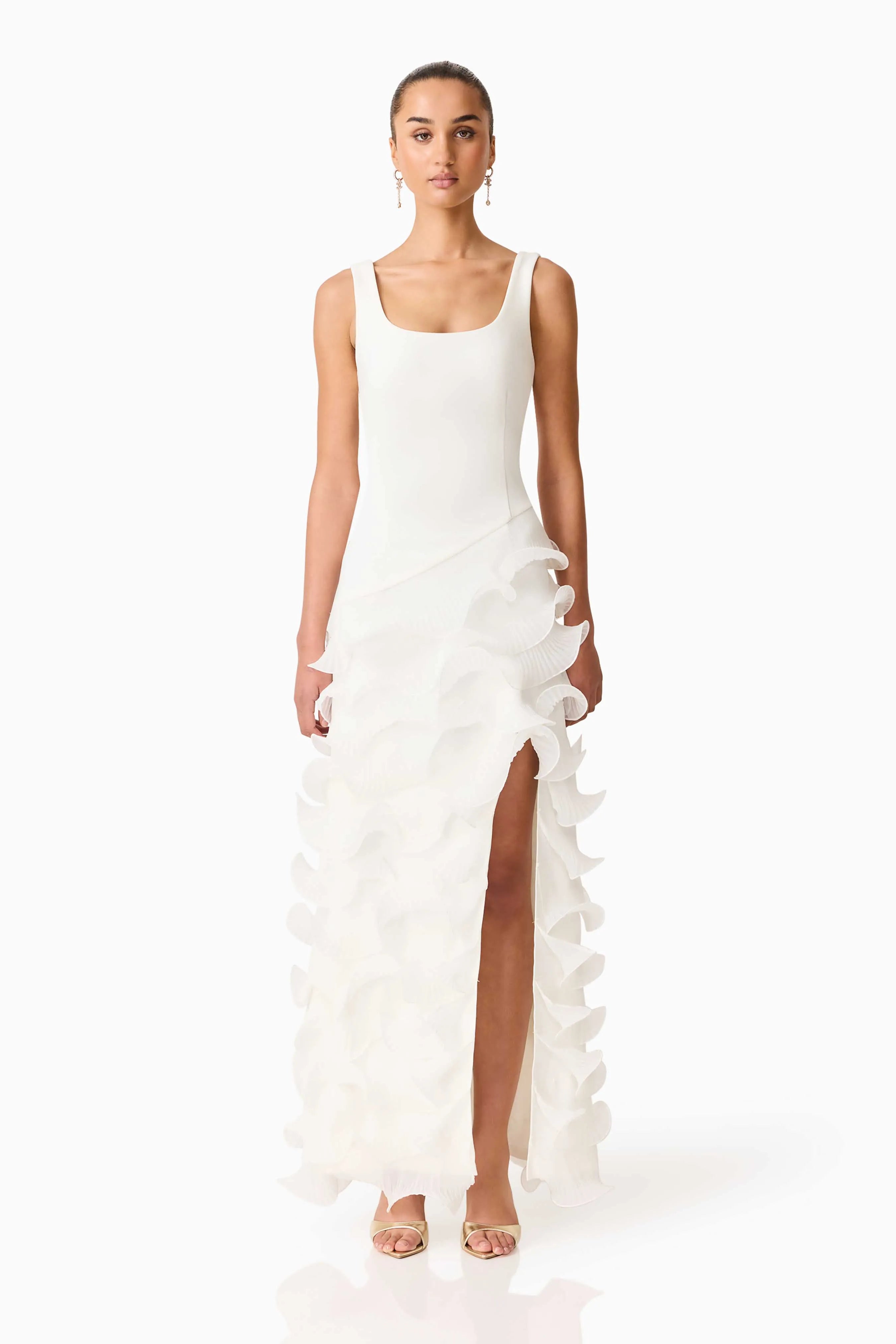 Veda Hi-Lo Maxi Dress in White