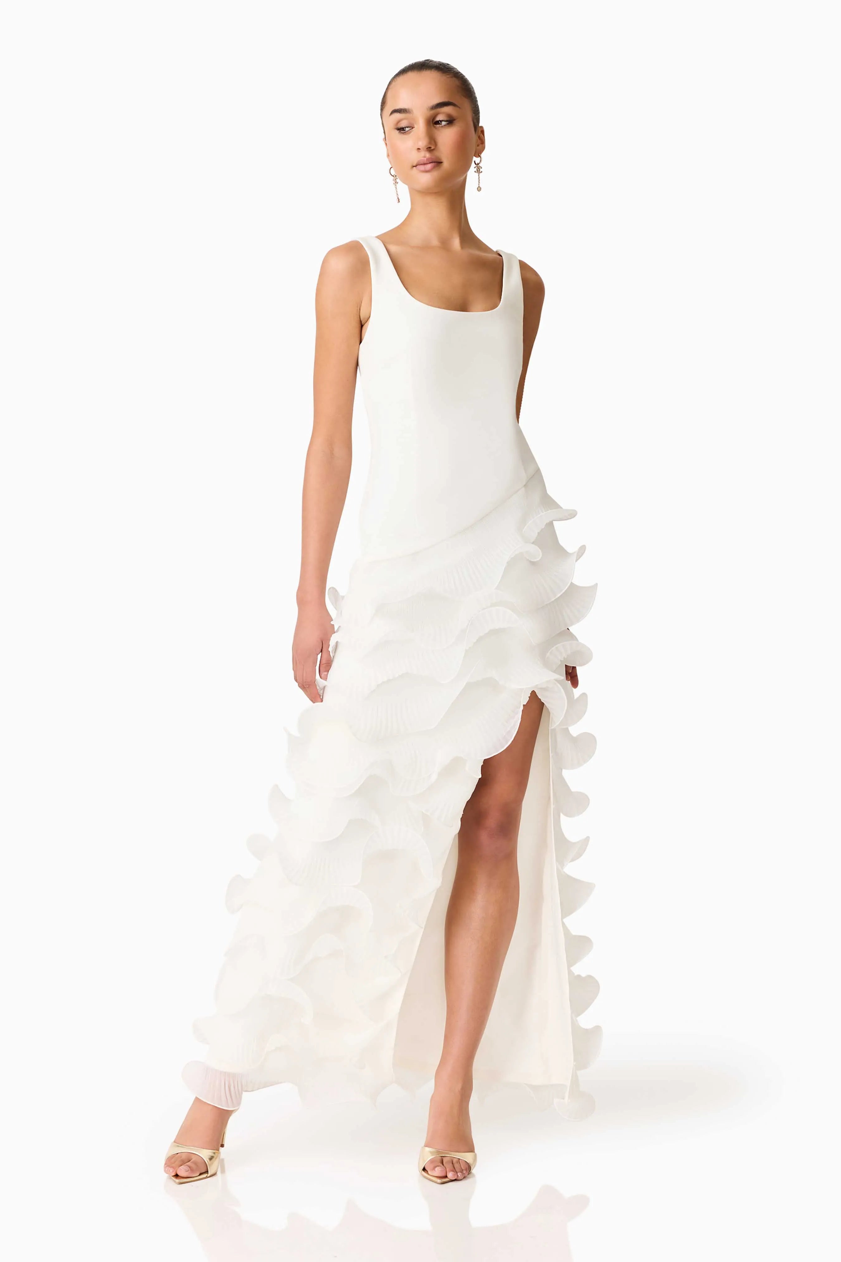 Veda Hi-Lo Maxi Dress in White